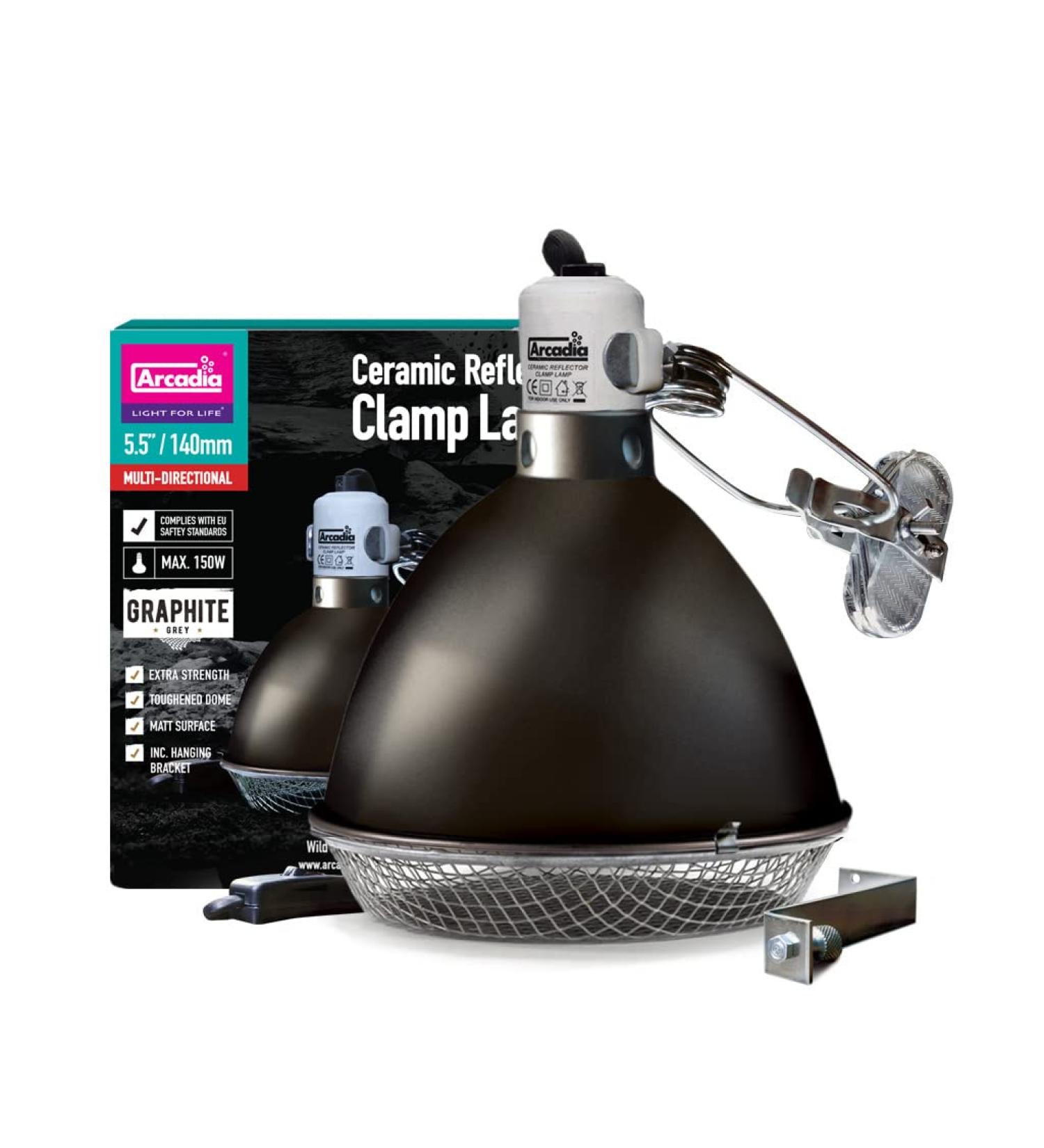 Arcadia Graphite Ceramic Reflector Clamp Lamp with Ceramic Holder Large 200mm / 8"