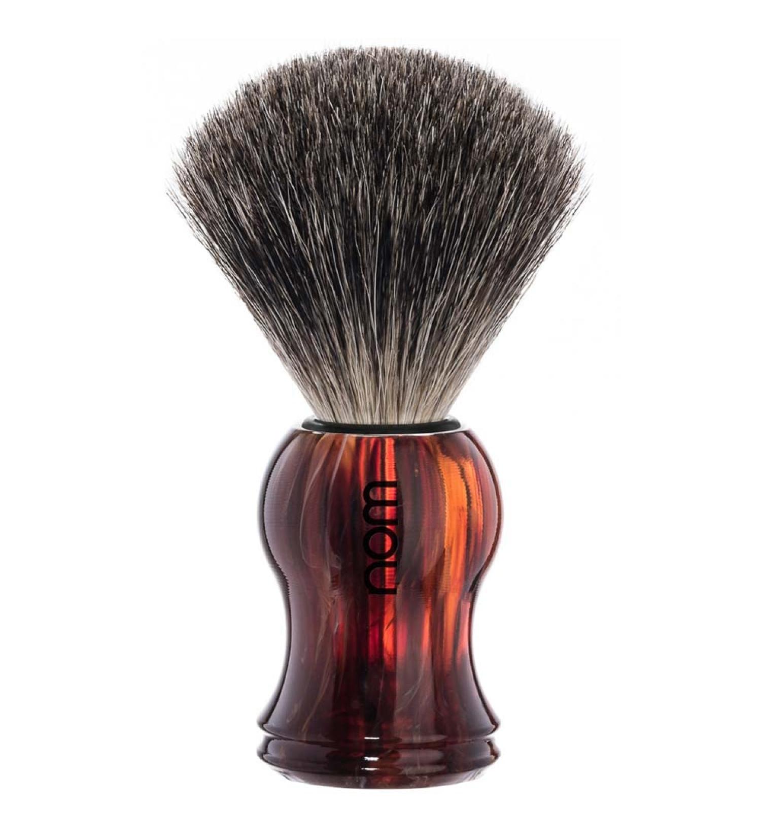 nom - Shaving brush - GUSTAV series - Pure badger hair - Plastic havana