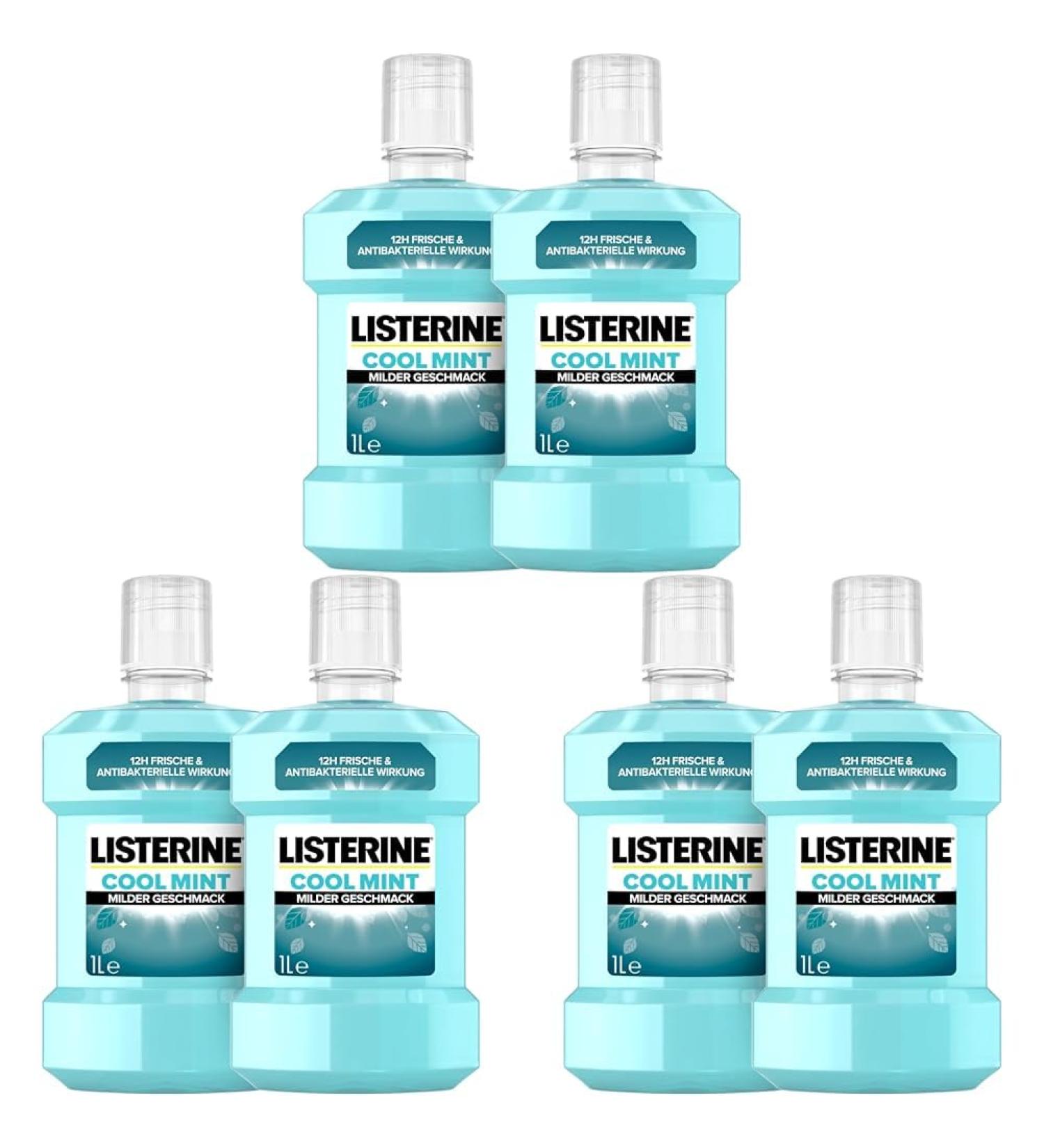 Buy Listerine Cool Mint Mouthwash (3 Pack 2x1000ml) - Alcohol-Free Antibacterial Freshness with Essential Oils - Buy Online on GoSupps.com