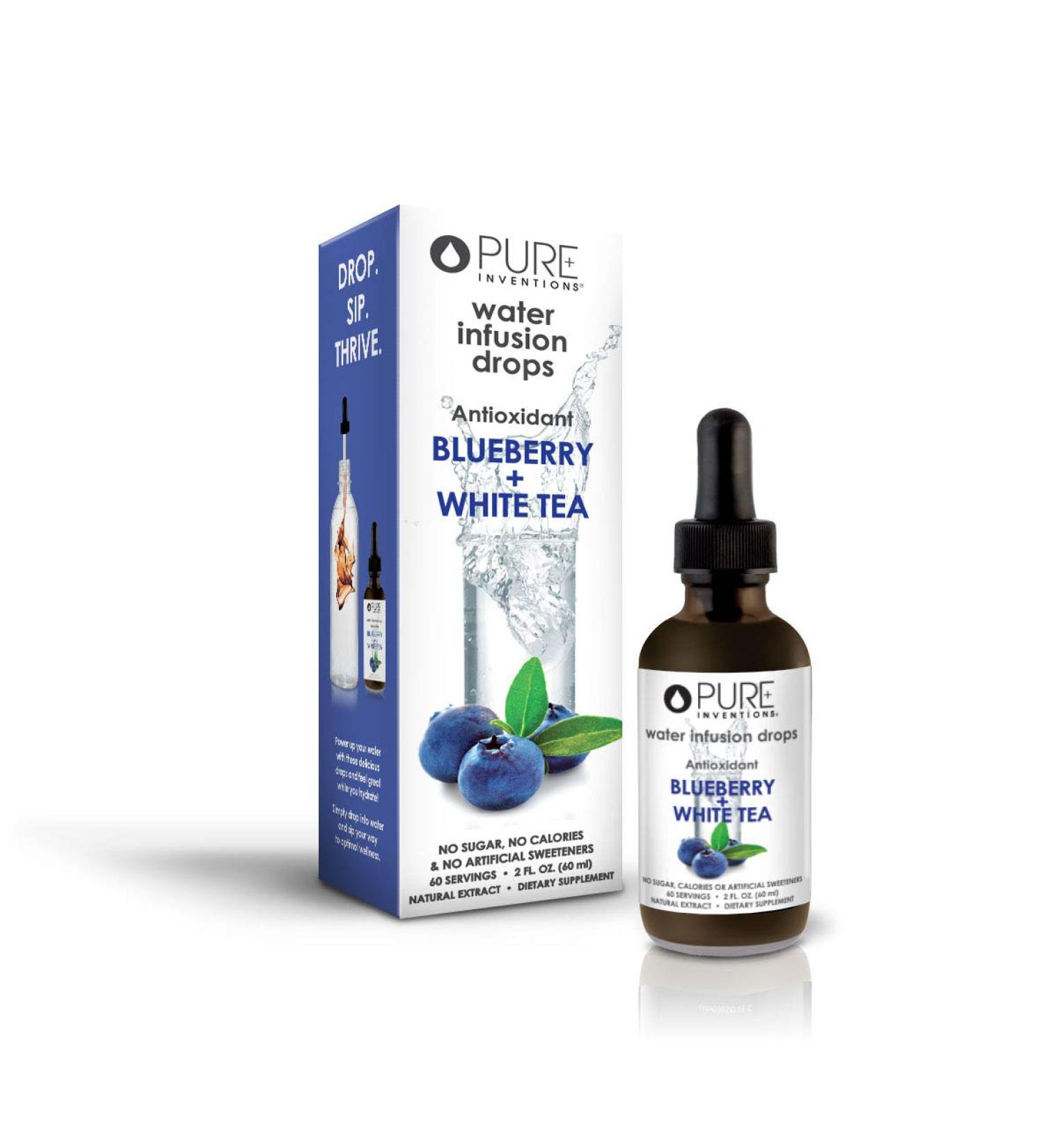 Pure Inventions Blueberry & White Tea Infusion Drops - 60 Servings, 2oz - No Sugar or Artificial Sweeteners - Buy Online on GoSupps.com