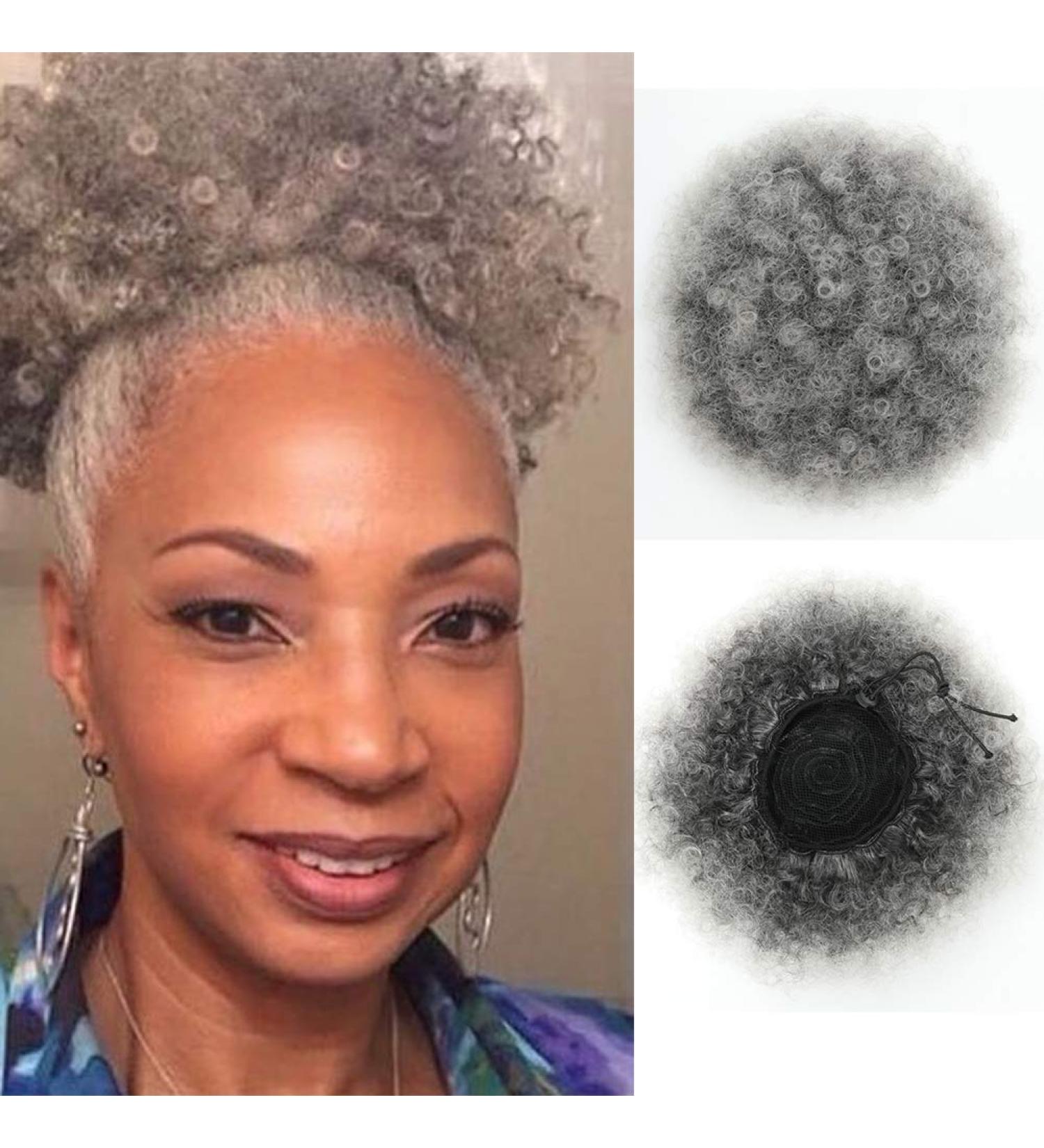 THEMIS HAIR Afro Puff Drawstring Ponytail in Smoky Gray | High Puff Bun for Black Women | Kinky Curly Hairpiece for Natural Hair - Buy Online on GoSupps.com