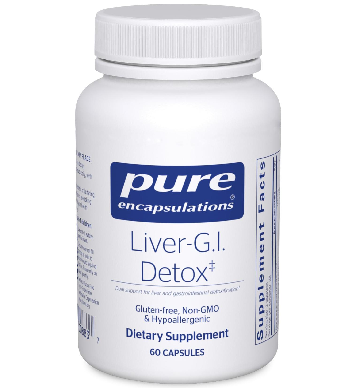 Pure Encapsulations Liver-G.I. Detox - Liver Cleanser & GI Detox with Alpha Lipoic Acid & Curcumin - Gluten Free Non-GMO 60 Capsules - International Shipping Available - Buy Online on GoSupps.com