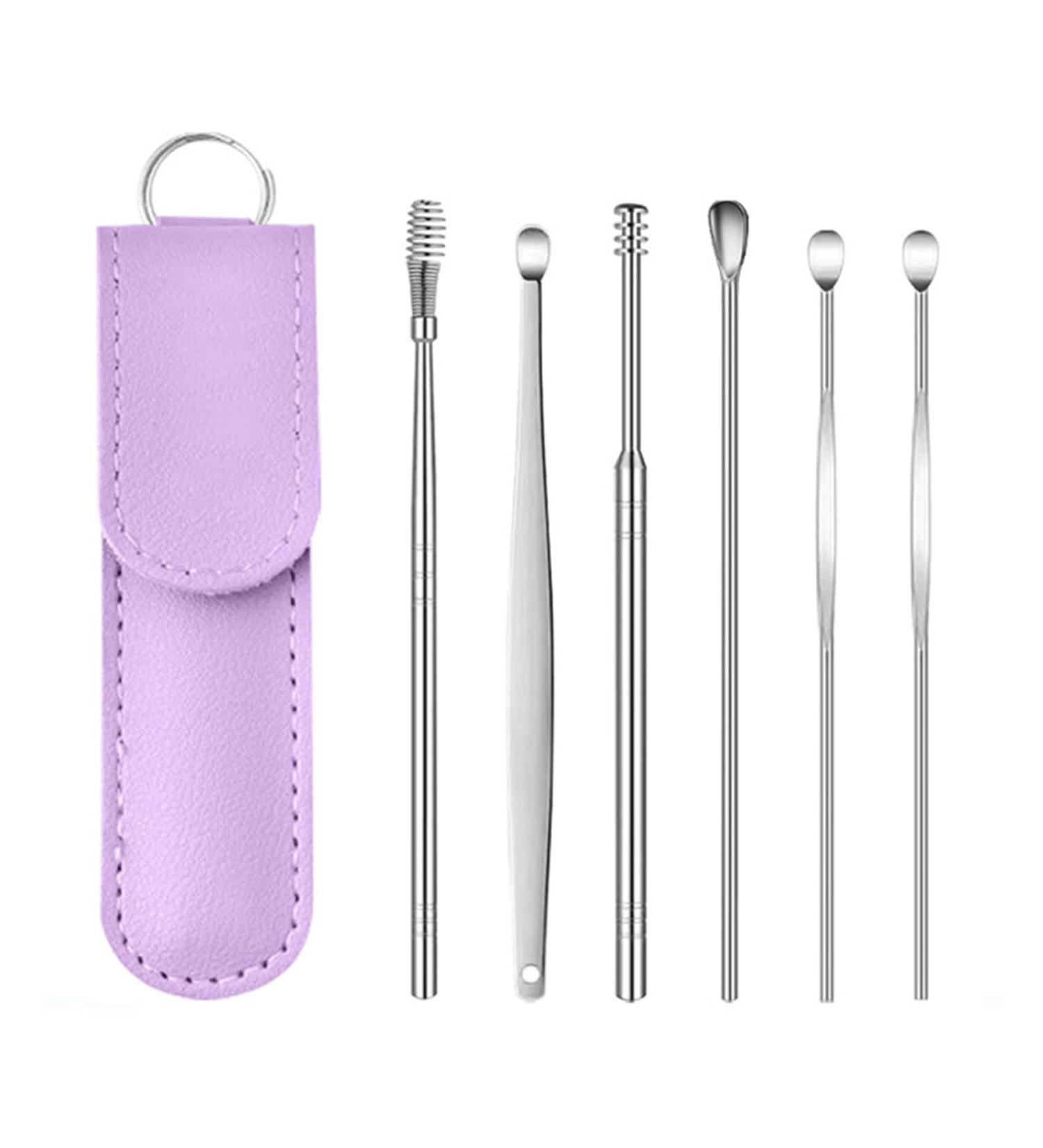 2023 Professional Stainless Steel Earwax Cleaner Tool Set - 6pcs Purple Ear Wax Removal Kit - Buy Online on GoSupps.com