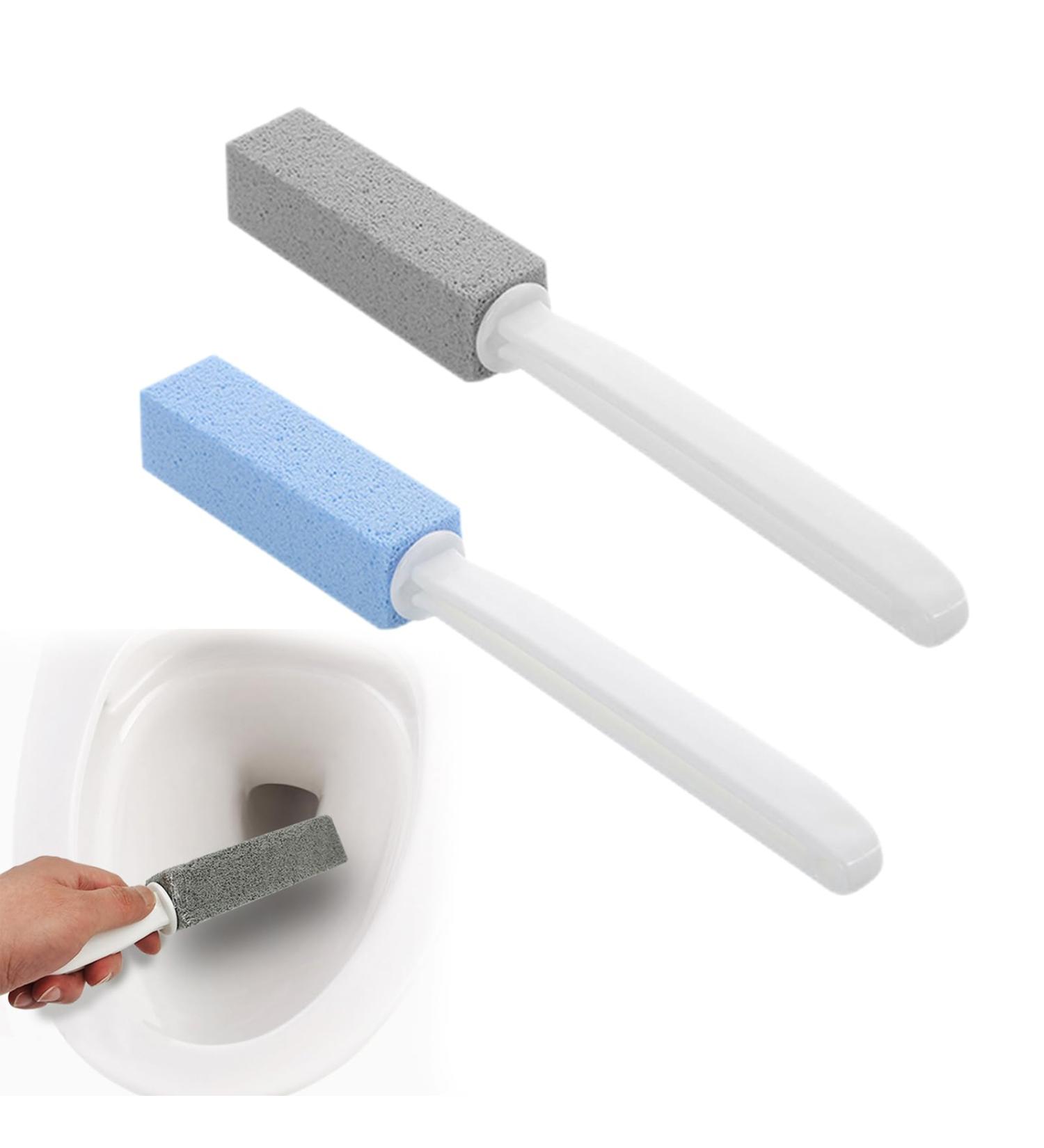 Pumice Stone for Toilet Toilet Limescale Remover 2 Pack Handle Toilet Bowl Cleaner Hard Water Build Up Remover with Ergonomic Handle for Kitchen/Bath/Pool/Household Cleaning Gray+Blue - Buy Online on GoSupps.com