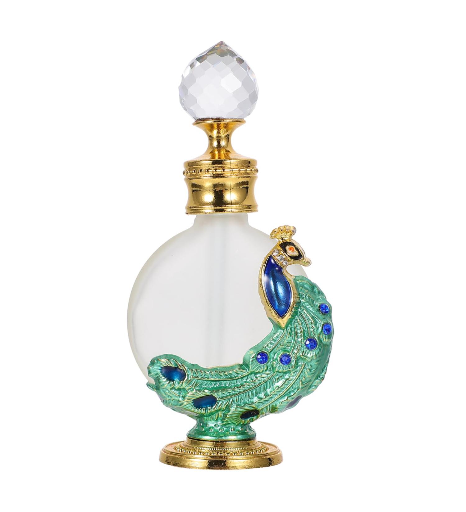 IWOWHERO 1pc Peacock Essential Oil Bottle Glass Perfume Bottle Liquid Bottle Women Perfume Bottle Liquid Dispenser Empty Perfume Bottle Home Perfume Bottle Glass Empty Holder Liquid Holder 10.50X3.10X2.20CM Green - Buy Online on GoSupps.com