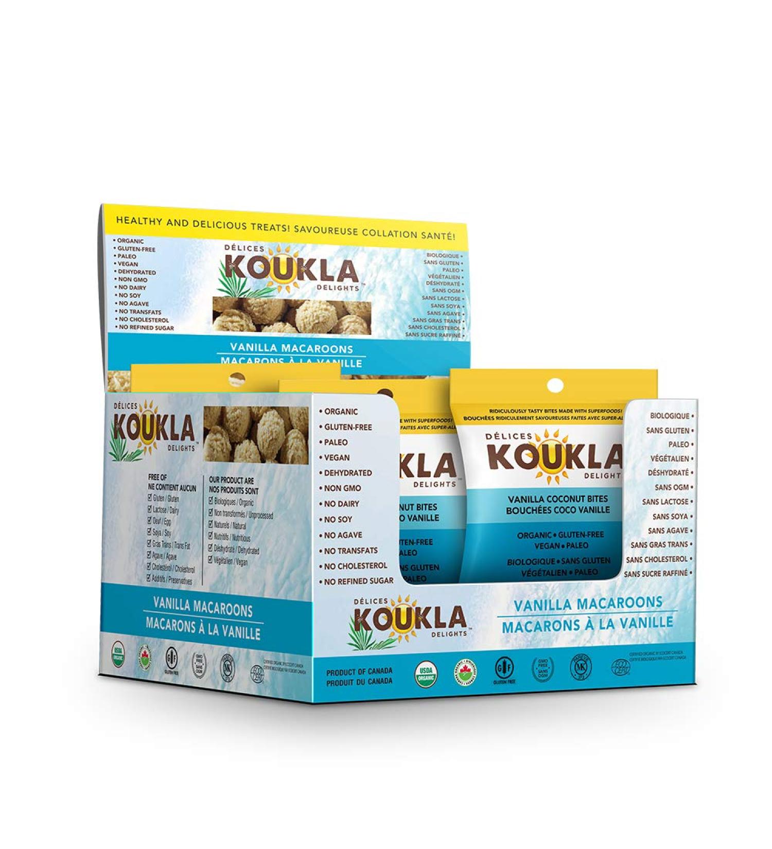 Koukla Delights-Vanilla Coconut Bites 30g (Pack of 12) Gluten-Free Vegan Organic Cookies - Buy Online on GoSupps.com