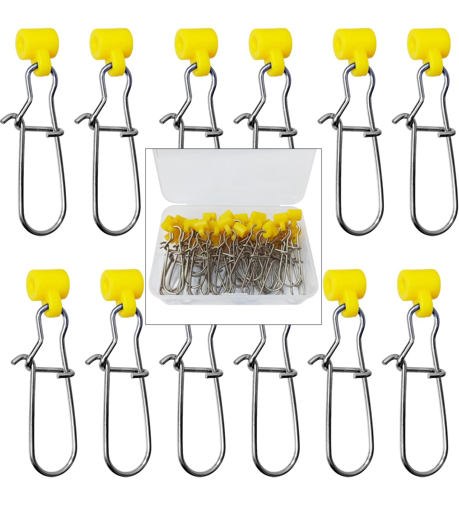 40Pcs Stainless Steel Fishing Line Sinker Slides Catfishing Rig with Duo Lock Snaps - Heavy Duty Slider Swivel Snap Kit in Yellow | Fishing Tackle - Buy Online on GoSupps.com