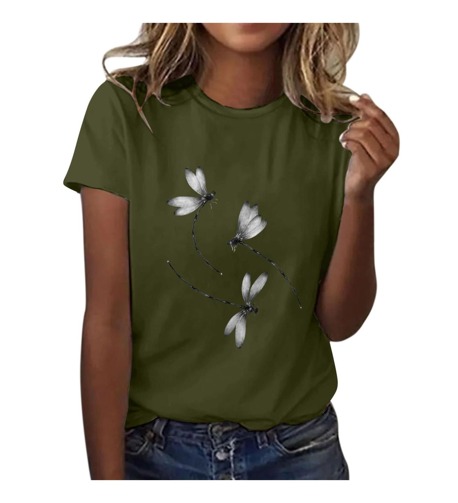 Shop Stylish Women's Black Short Sleeve V/O Neckline T-Shirt - Summer Basic Printed Blouse XXXL - Buy Online on GoSupps.com