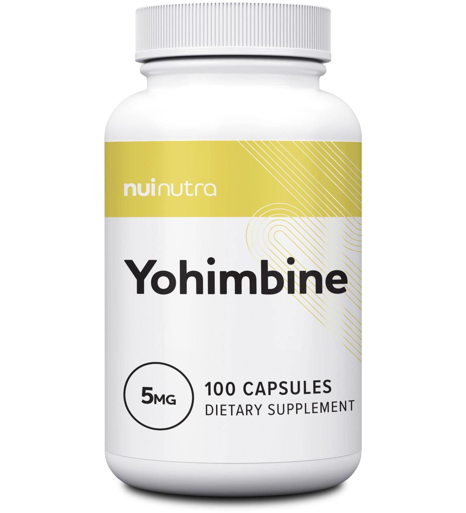 Nui Nutra Yohimbine HCl Extra Strength Supplement 5mg - 100 Capsules | Yohimbe Bark Extract for Energy, Endurance & Body Composition | Buy Now - Buy Online on GoSupps.com