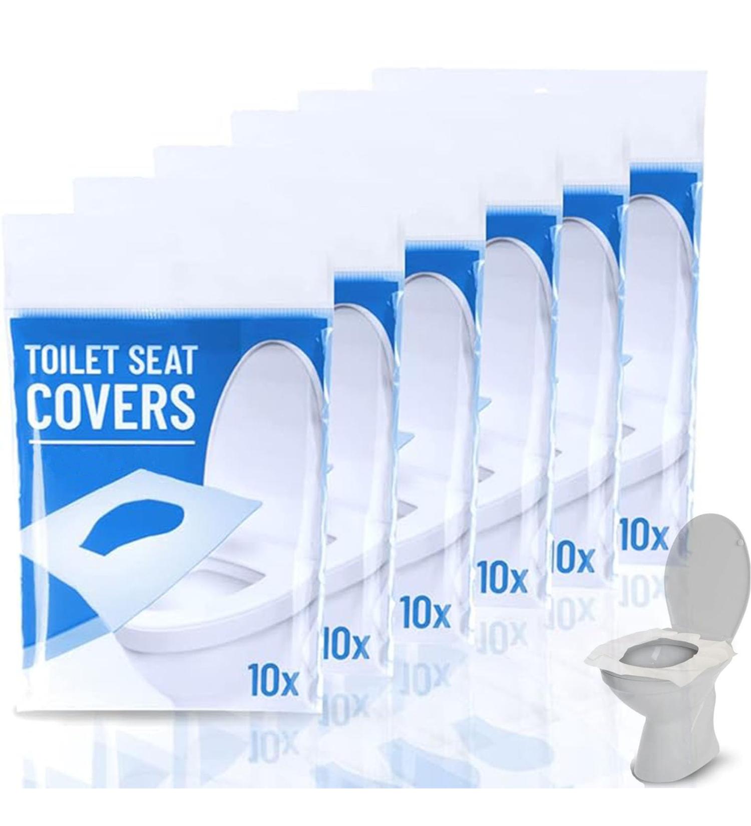 Disposable Toilet Seat Cover Flushable 6 Packs Set of Total 60 Sheets Portable Toilet Seat Covers for Adults - Travel Accessories for Public Restrooms Airplane Camping - Buy Online on GoSupps.com