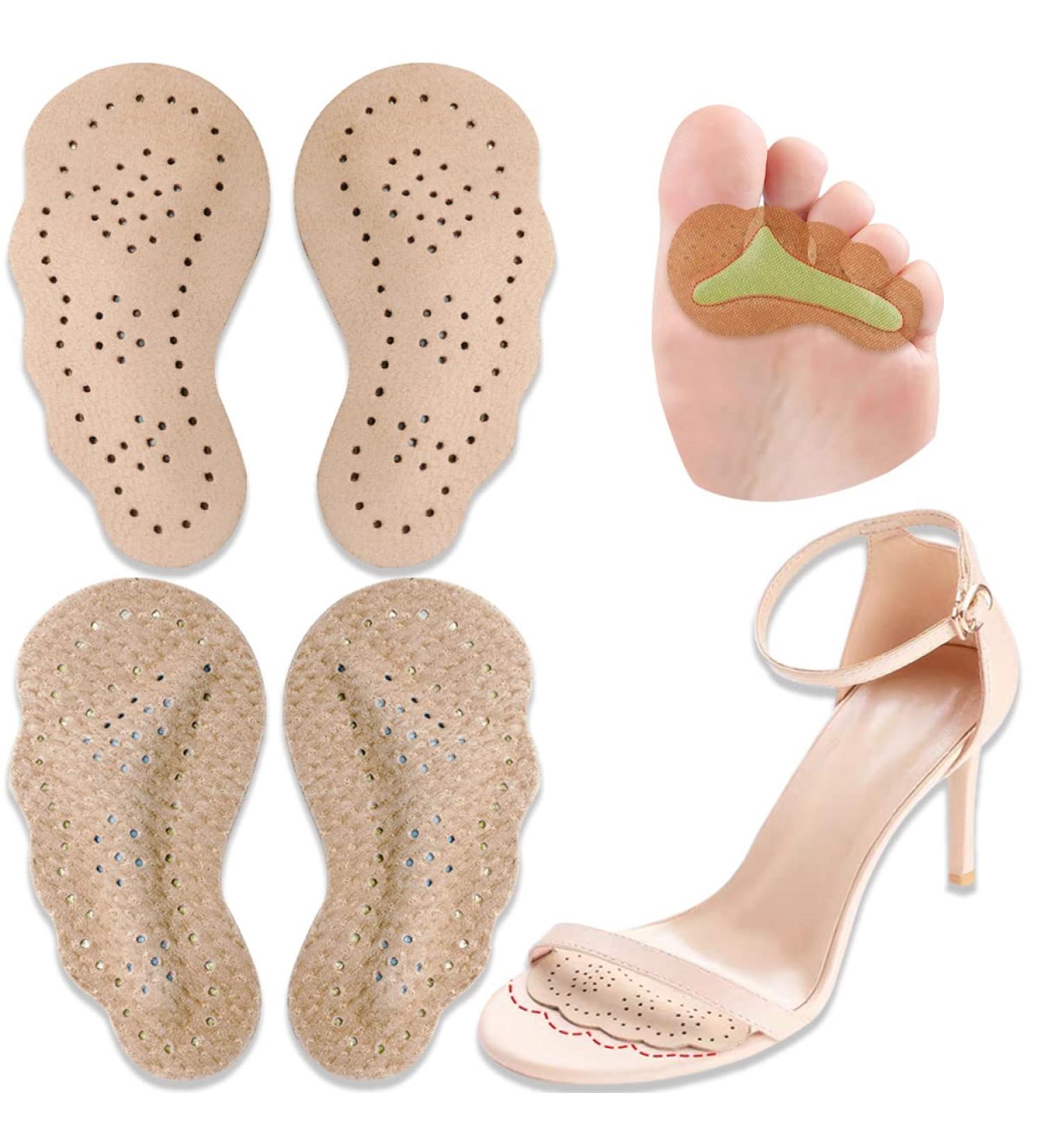 Urwalk Leather Ball of Foot Cushions for High Heels - 2 Pairs for All Day Pain Relief | Non-Slip Metatarsal Pads & Toe Cushions for Forefoot Comfort (Beige + Khaki) - Buy Online on GoSupps.com