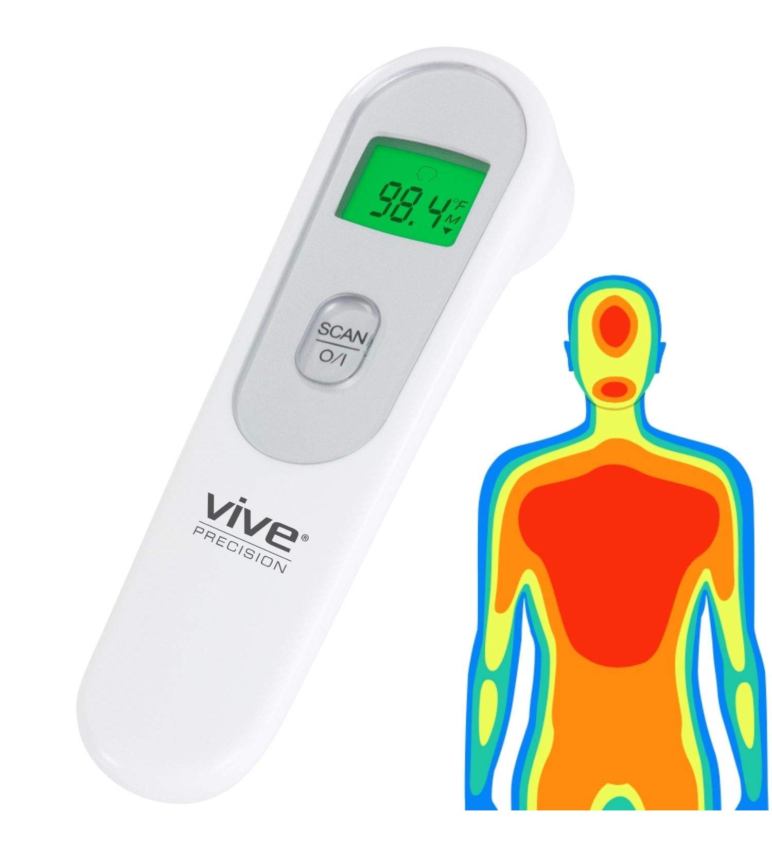 Vive Forehead Thermometer - Touchless Infrared Temporal No Touch Termometro for Adults and Kids - Non-Contact Fever Indicator - Instant Read - Buy Online on GoSupps.com