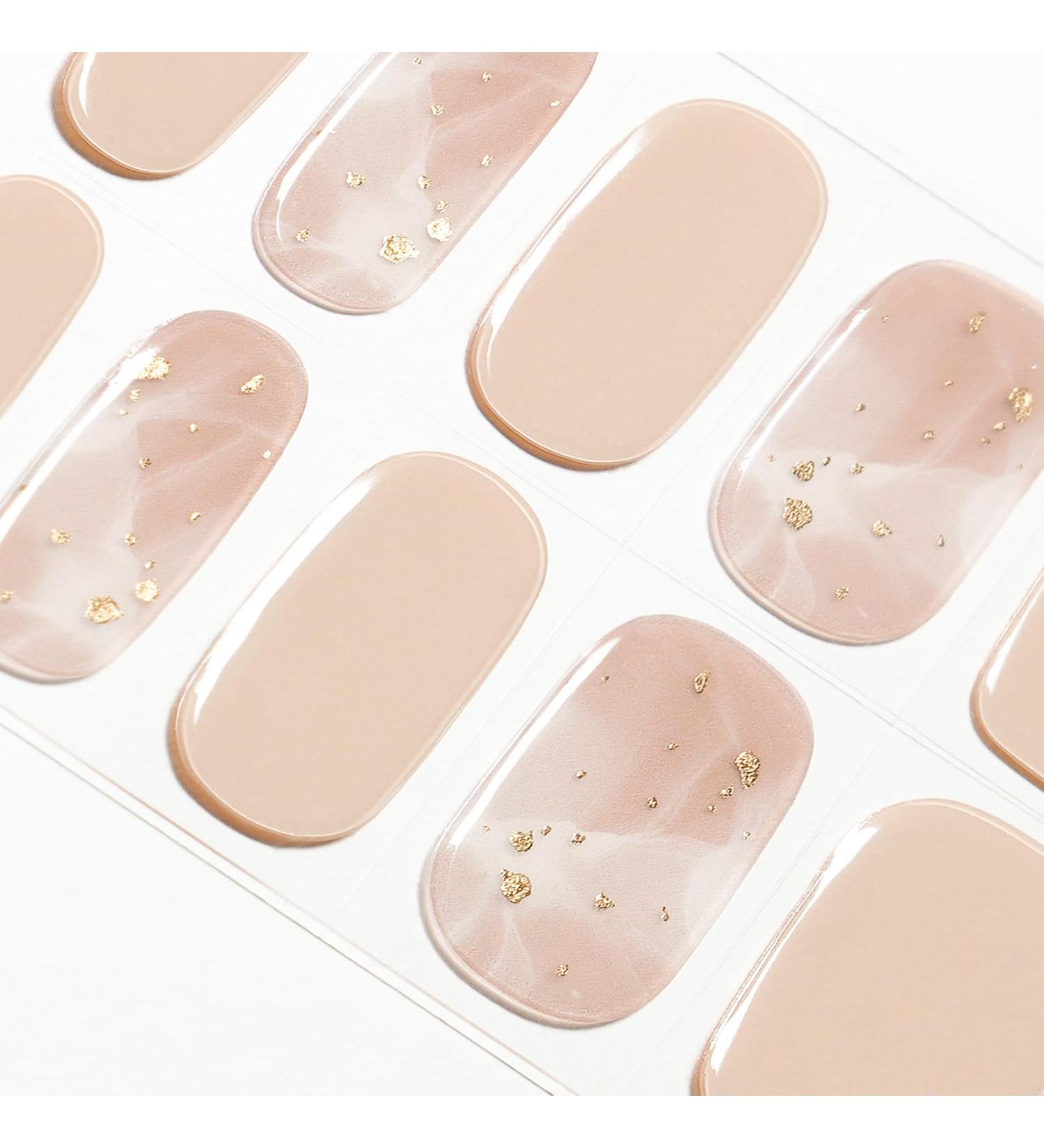 Danni & Toni Half-Hardened Gel Nail Films Biachide Dreams Pale Brown Pink Gold Foil Self-Adhesive Nail Stickers 28 Wraps Perfect for DIY Nail Art - Buy Online on GoSupps.com