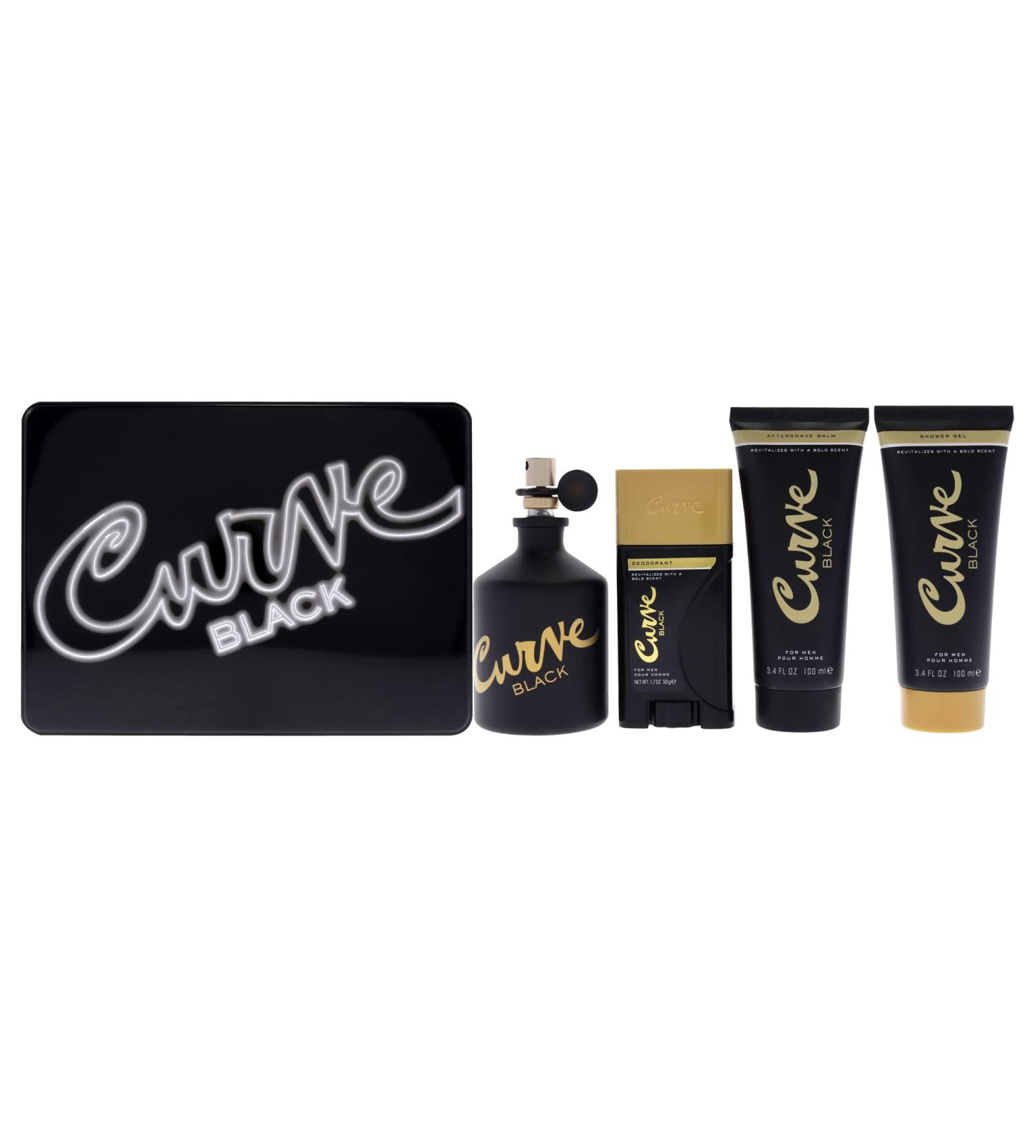 Liz Claiborne Curve Black 4.2oz EDC Spray 3.4oz After Shave Balm 3.4oz Shower Gel 1.7oz Deodrant Spray Men 4 Pc Gift Set - Buy Online on GoSupps.com