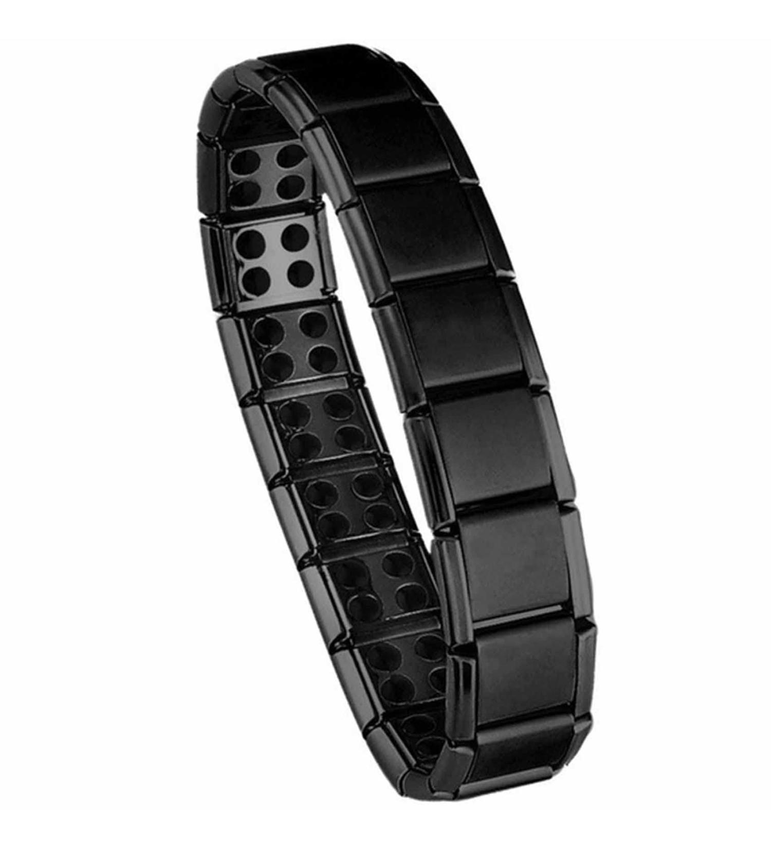 ZXCVB Titanium Power Magnetic Therapy Bracelet - Black Two-Row Slim Fit Men's Magnetic Band for Optimal Health - Buy Online on GoSupps.com