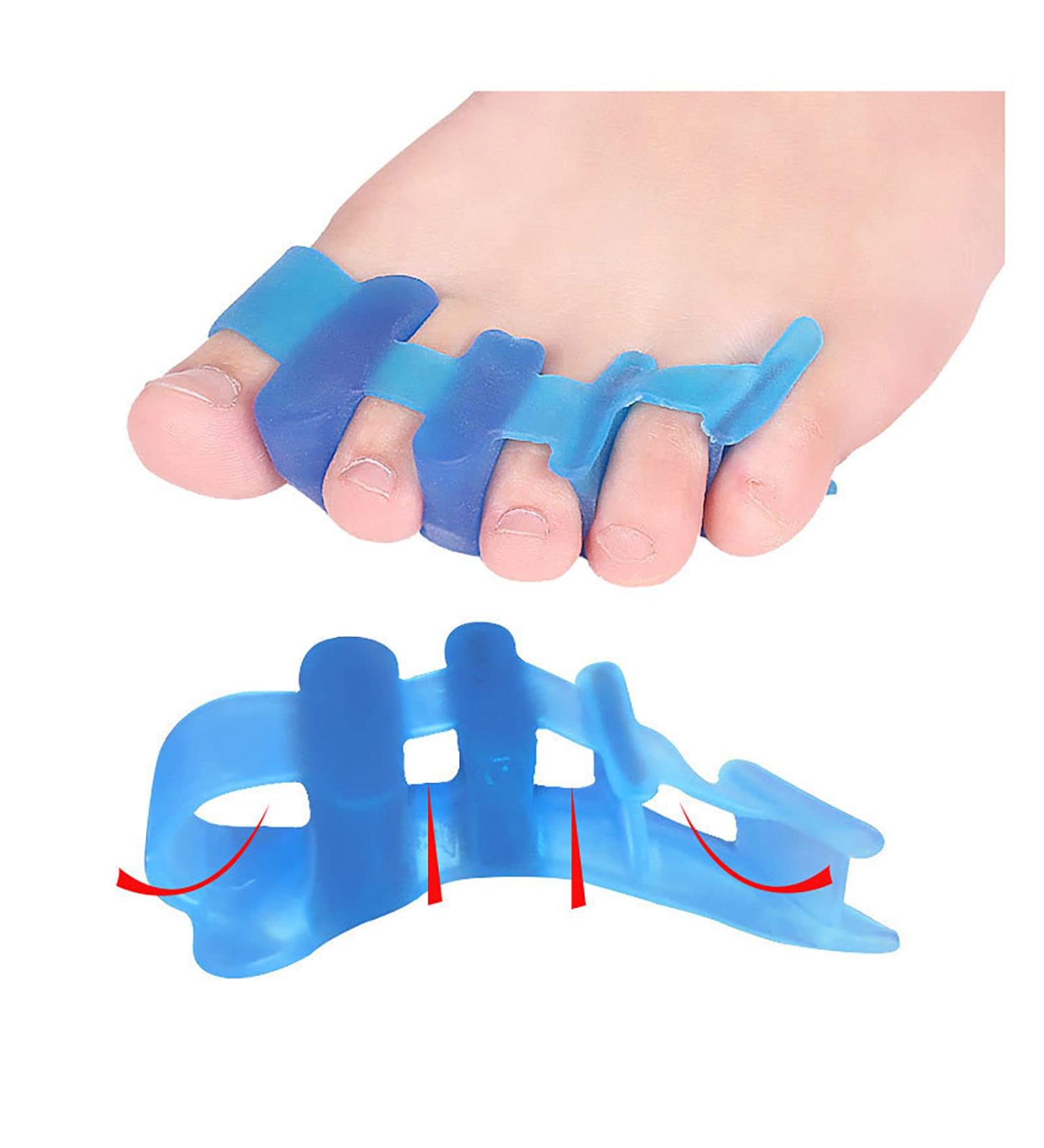 ALINZO Gel Toe Separators 4pcs - Orthopedic Bunion Splint & Big Toe Straightener for Hallux Valgus - Hammer Toe Corrector - Bunion Relief Foot Brace (Blue) - Buy Online on GoSupps.com
