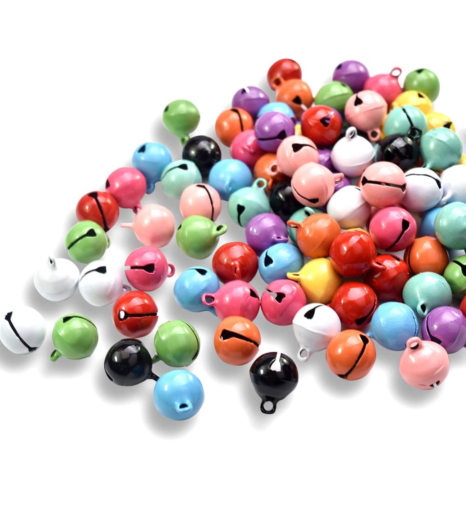 100 Pack 14mm Colorful Christmas Jingle Bells - Small Mini Bells for Holiday Home Decoration, DIY Crafts, Bracelet, Key Chain, Pets Collar - Buy Online on GoSupps.com