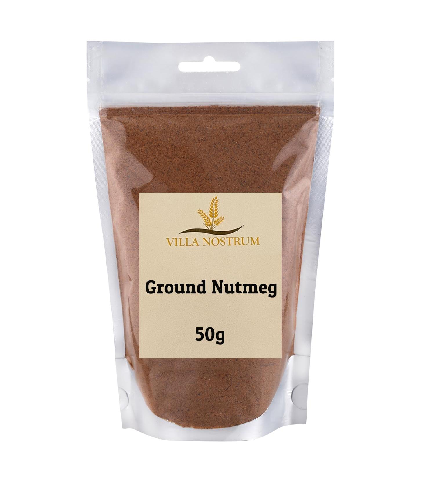 Ground Nutmeg 50g by Villa Nostrum - Rich Flavor Perfectly Ground Aromatic Spice Cooking Baking