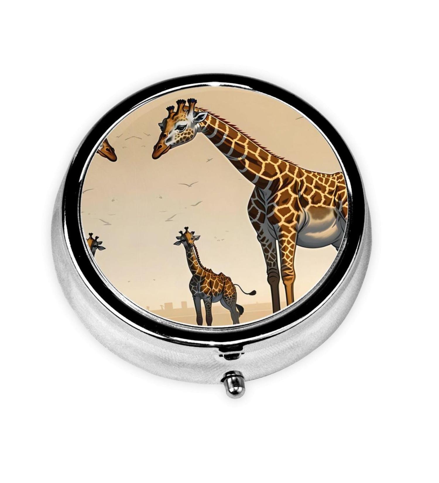 Mother and Child Giraffe Pill Box - 3 Compartment Portable Travel Organizer for Women & Kids - Buy Online on GoSupps.com