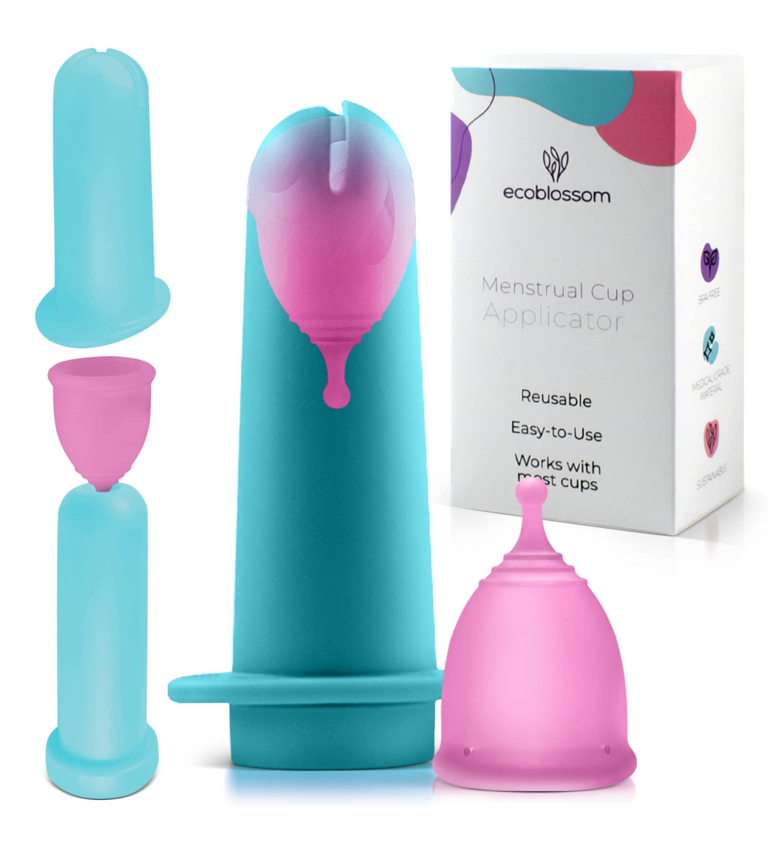 Ecoblossom Menstrual Cup Applicator Tool - Easy Insertion | Hygienic & Reusable | Compatible with Most Period Cups | Teal - Buy Online on GoSupps.com