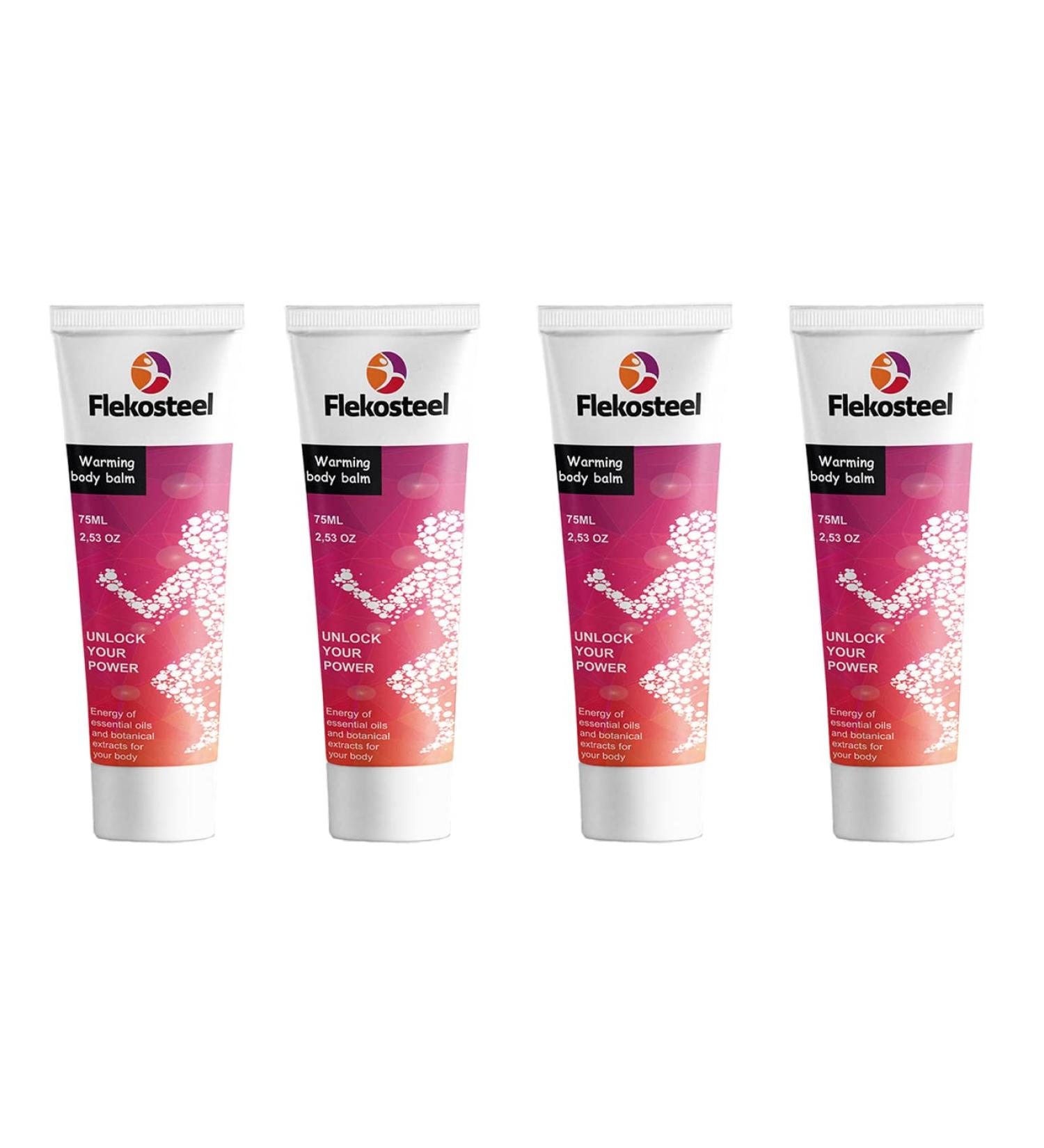 4 x 75 ml Flekosteel Warming Body Balm