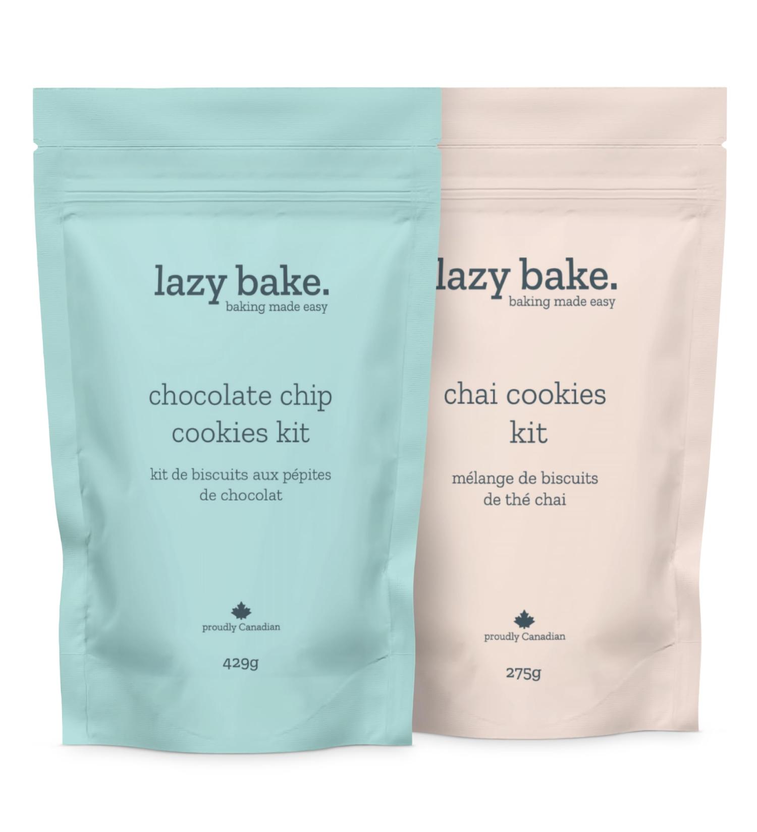 Lazy Bake Gourmet Cookie Mix Combo Pack. Chocolate Chip Cookie Mix and Chai Cookie Mix. Create Soft & Chewy Cookies at Home. Dessert And Snacks For Kids. Made in Canada. (Pack of 2) Chocolate Chip Cookie & Chai Cookie (Pack of 2) - Buy Online on GoSupps.com
