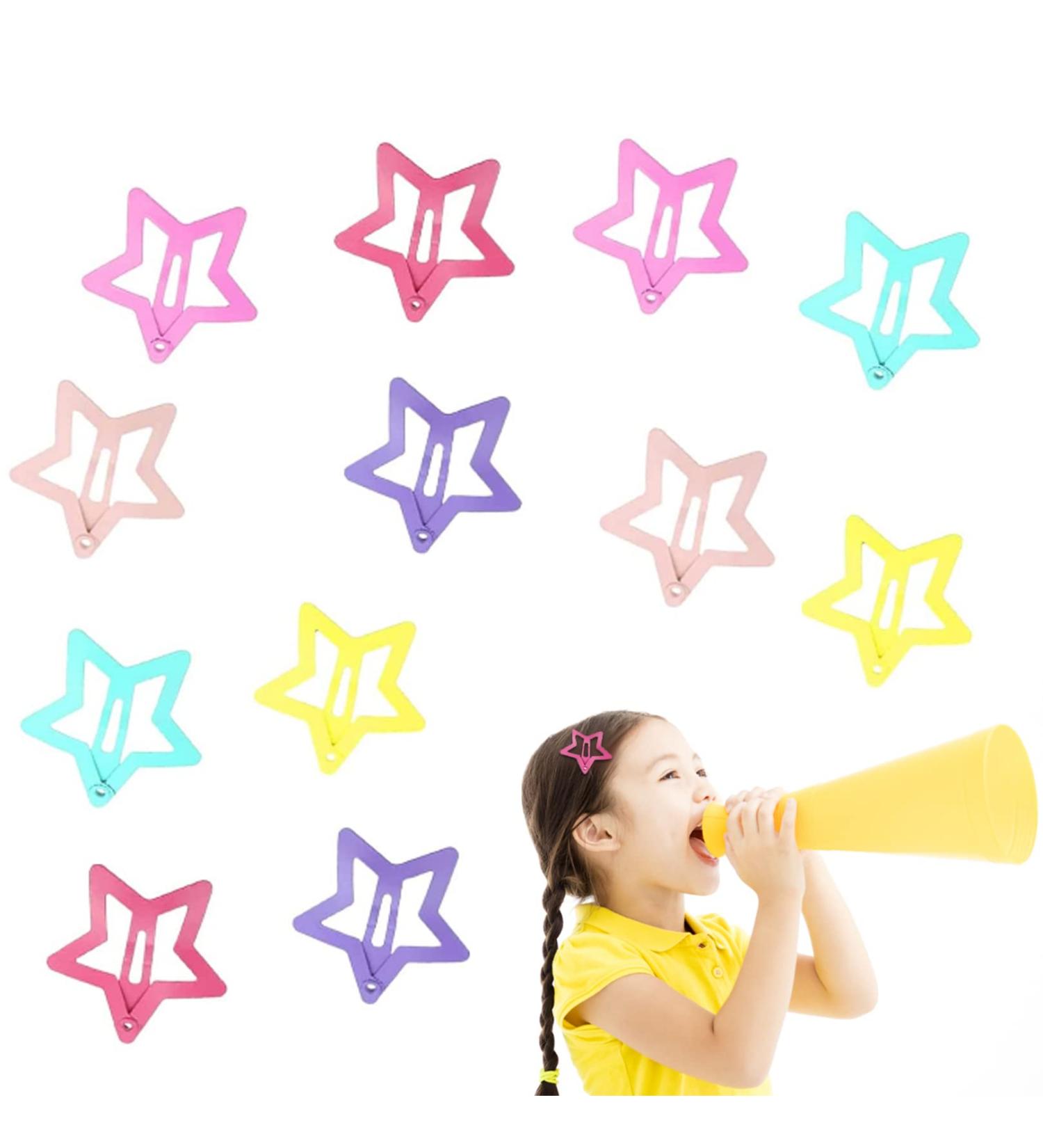 12Pcs Star Clips for Hair - Non-slip Metal Snap Barrettes in 6 Colors | Cute Star Shape Cartoon Hair Barrettes for Toddlers, Baby Girls, Kids, and Women - Hair Accessories - Buy Online on GoSupps.com