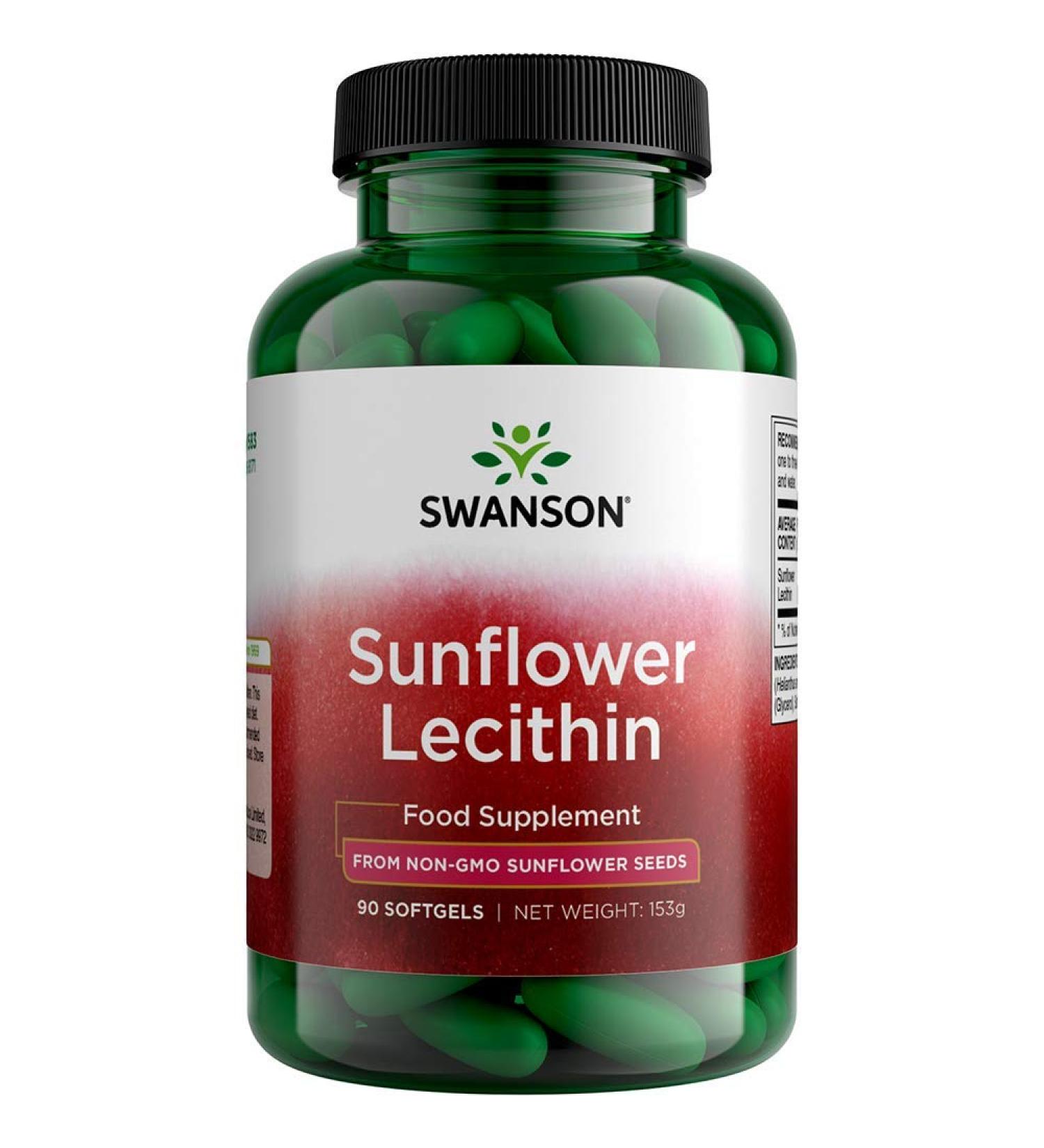 Swanson Sunflower Lecithin Non-GMO 1200mg - 90 Softgels | Pure & Natural Supplement - Buy Online on GoSupps.com