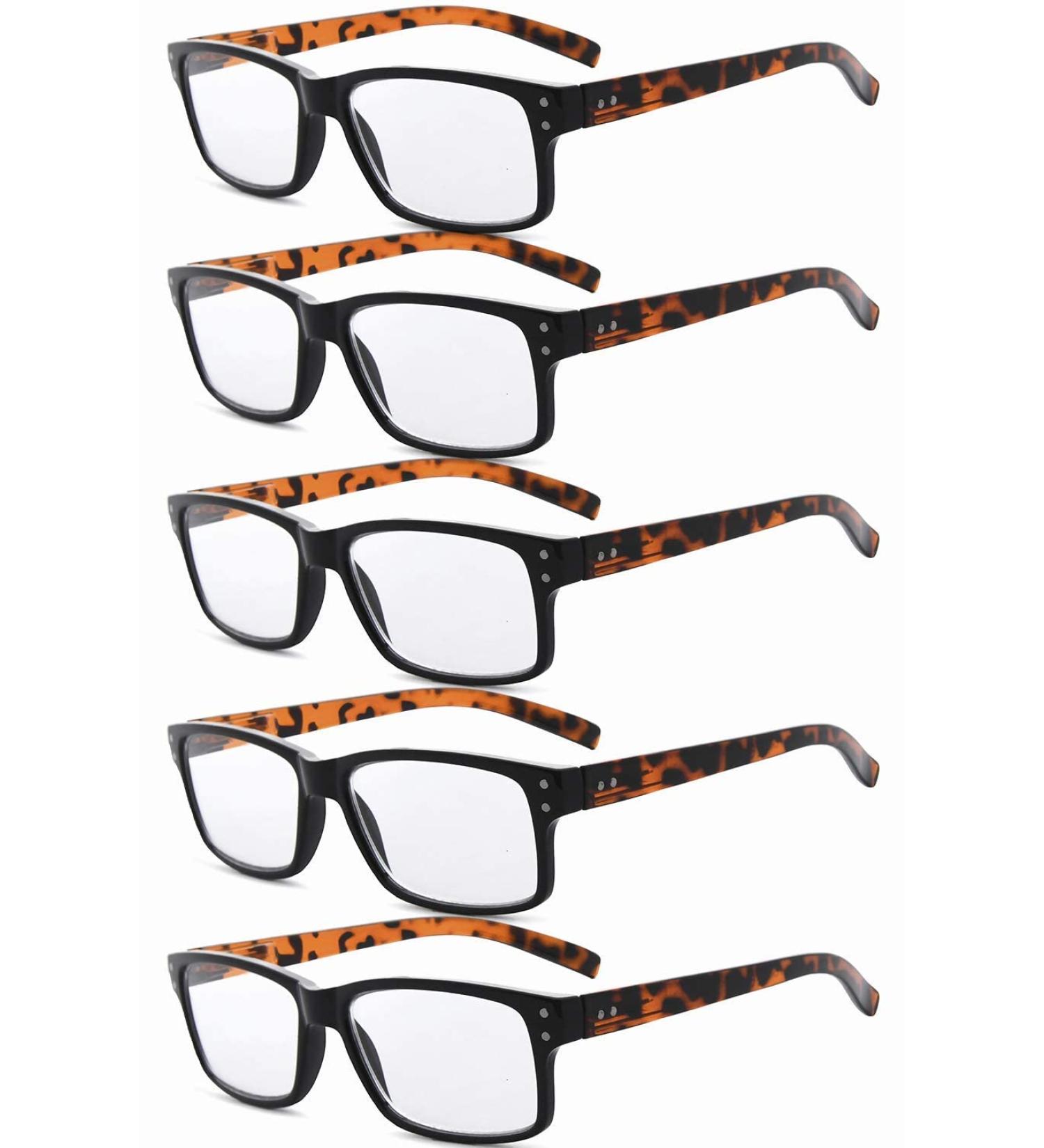 Eyekepper 5-Piece Classic Spring Hinge Reading Glasses Set | Leopard Temple & Transparent Lens | Sun Reading Glasses | 1.25 Diopters | International Shipping - Buy Online on GoSupps.com
