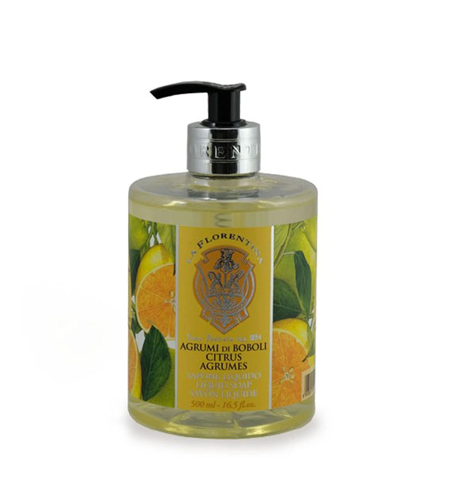 Bellosguardo Collection:"Agrumi di Boboli" - Hand Wash Liquid Soap Citrus Scent 16.5 fl.oz. (500 ml). Italian Import.
