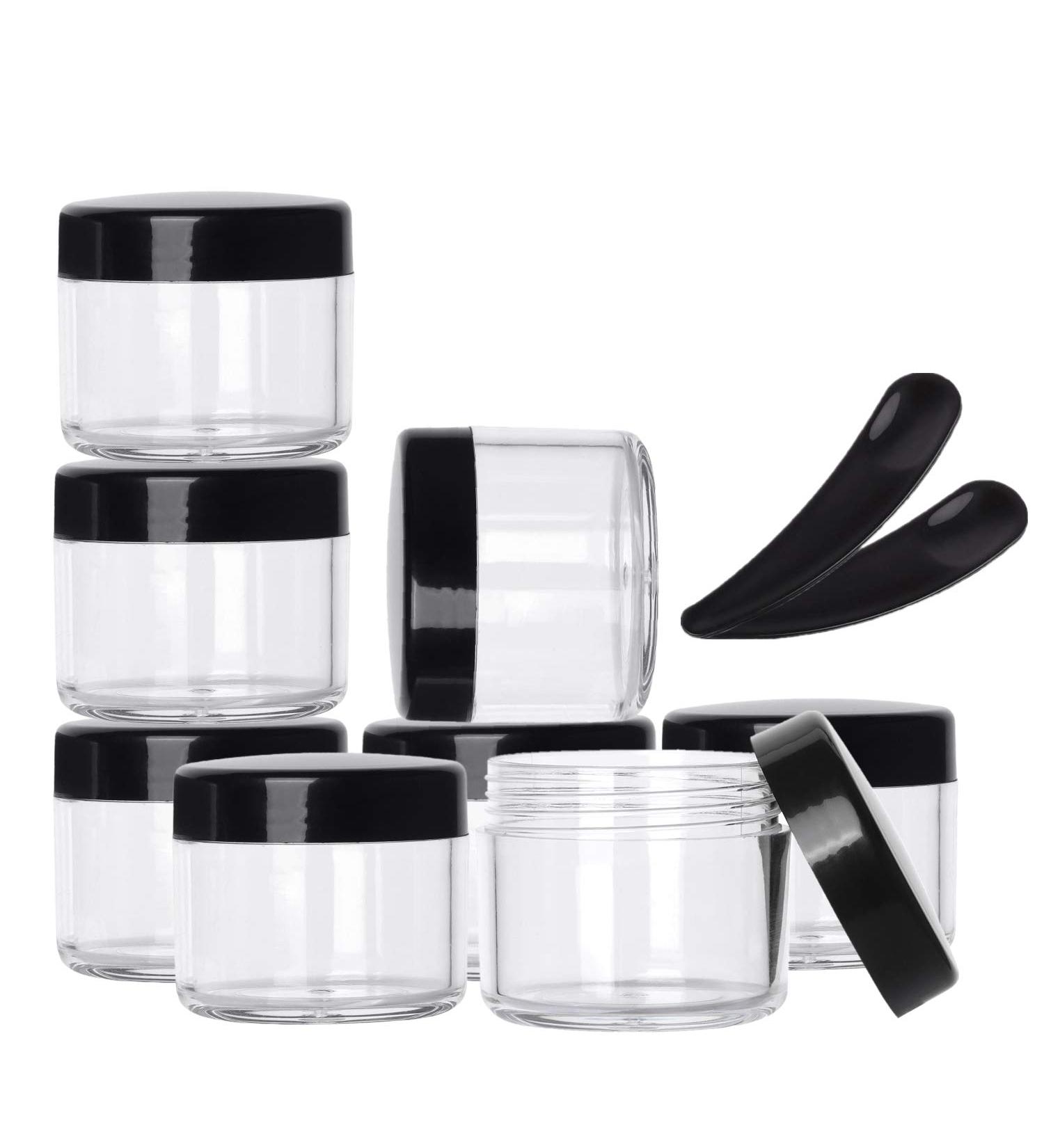 100 Pieces 20g Cream Jars with Lids, Makeup Spoon | Empty Cosmetic Containers for Lip Scrub, Samples | Black - Buy Online on GoSupps.com