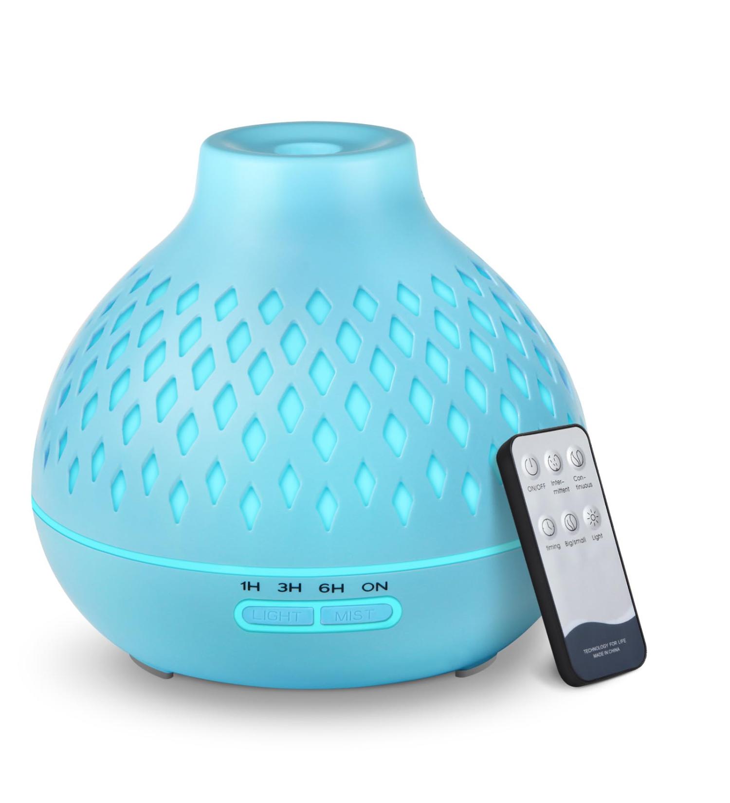 SPLITSKY 400ML Essential Oil Diffuser with Remote Control - Aromatherapy Humidifier for Room, Bedroom, and Office - 10 Hours Quiet Scent Diffuser - 14 LED Colors Timer - Blue - Buy Online on GoSupps.com