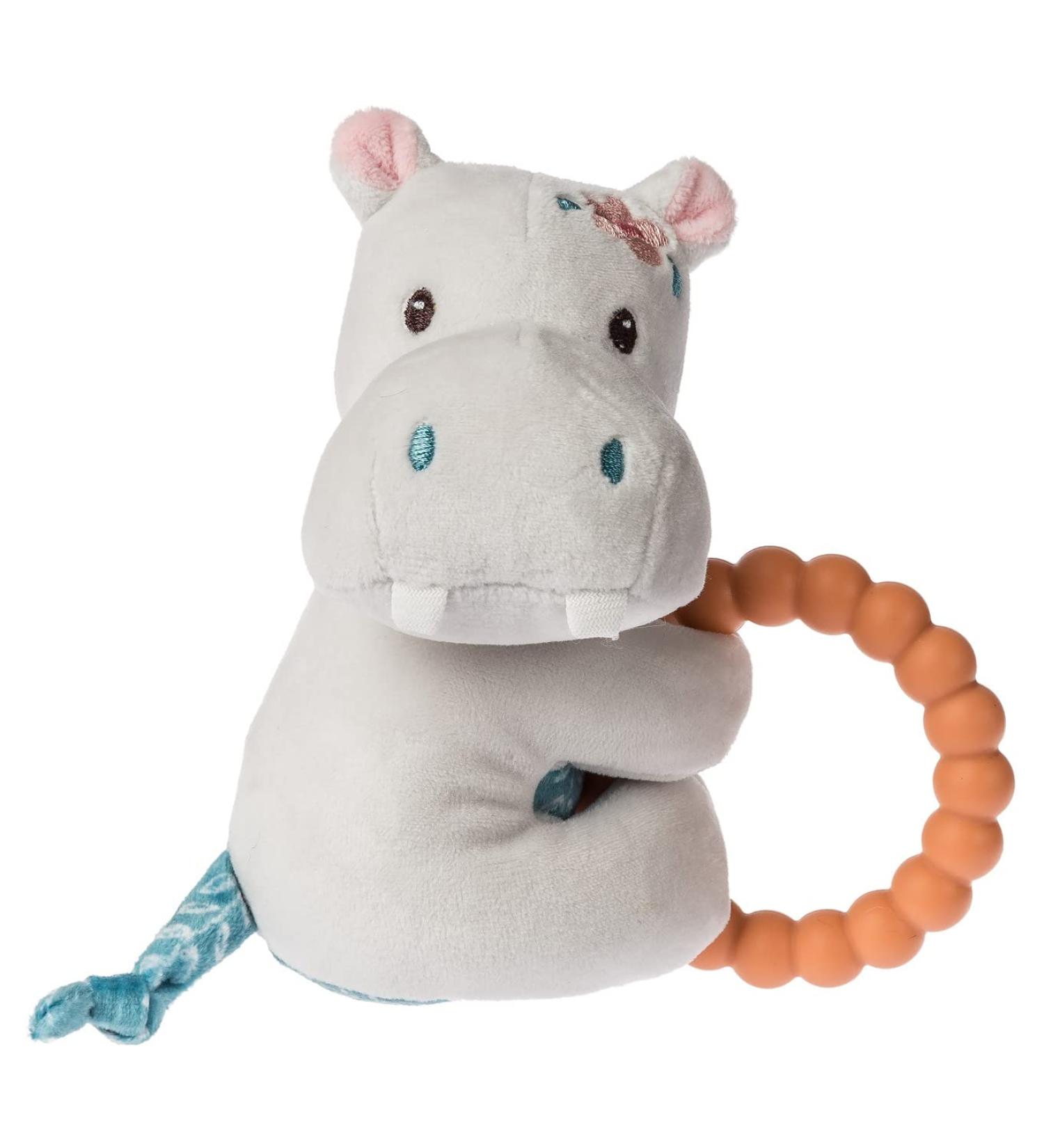 Mary Meyer Jewel Hippo Soft Baby Rattle with Teether Ring - 6-Inch Soothing Toy - Buy Online on GoSupps.com
