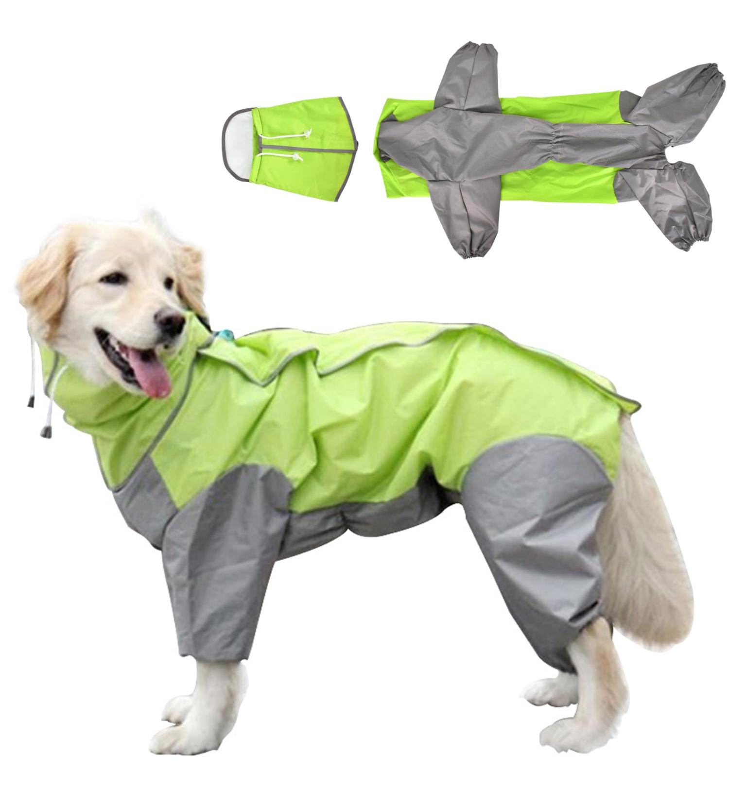 Waterproof Dog Raincoat with Hood | Perfect for Medium & Large Dogs | Green Light Rain Jacket for Dog Playgrounds & Vacations - Buy Online on GoSupps.com