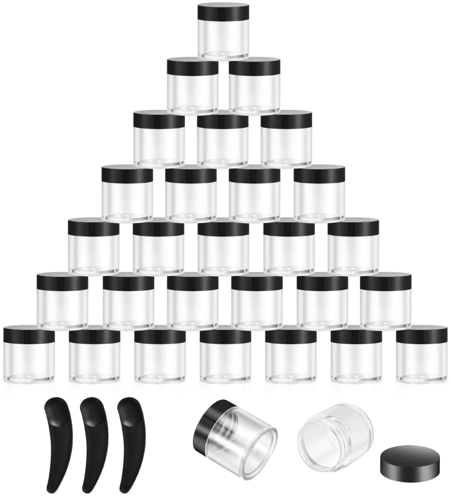 Haochen 30 Pack Mini Cosmetic Glass Containers - 10ml Cream Jars with Lids & Spatulas | Perfect for Lip Balm Nail Art & Travel - Buy Online on GoSupps.com