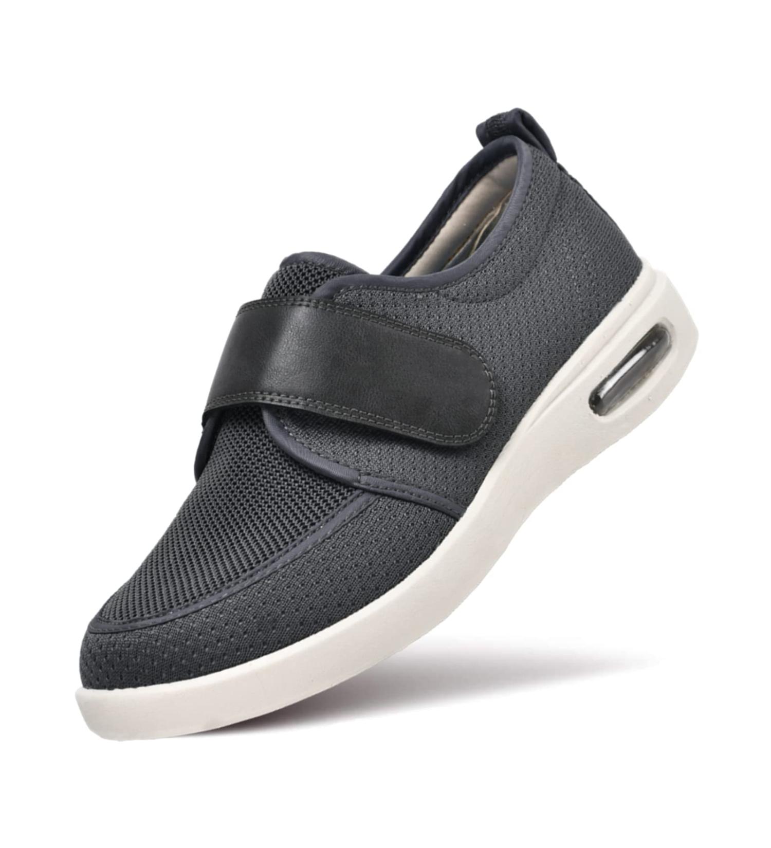 ZGDG Men's Diabetic Shoes | Wide Width Adjustable Strap for Swollen Feet & Pain Relief | Non-Slip Orthopedic Tennis Shoes for Elderly | 11.5 Wide Grey - Buy Online on GoSupps.com