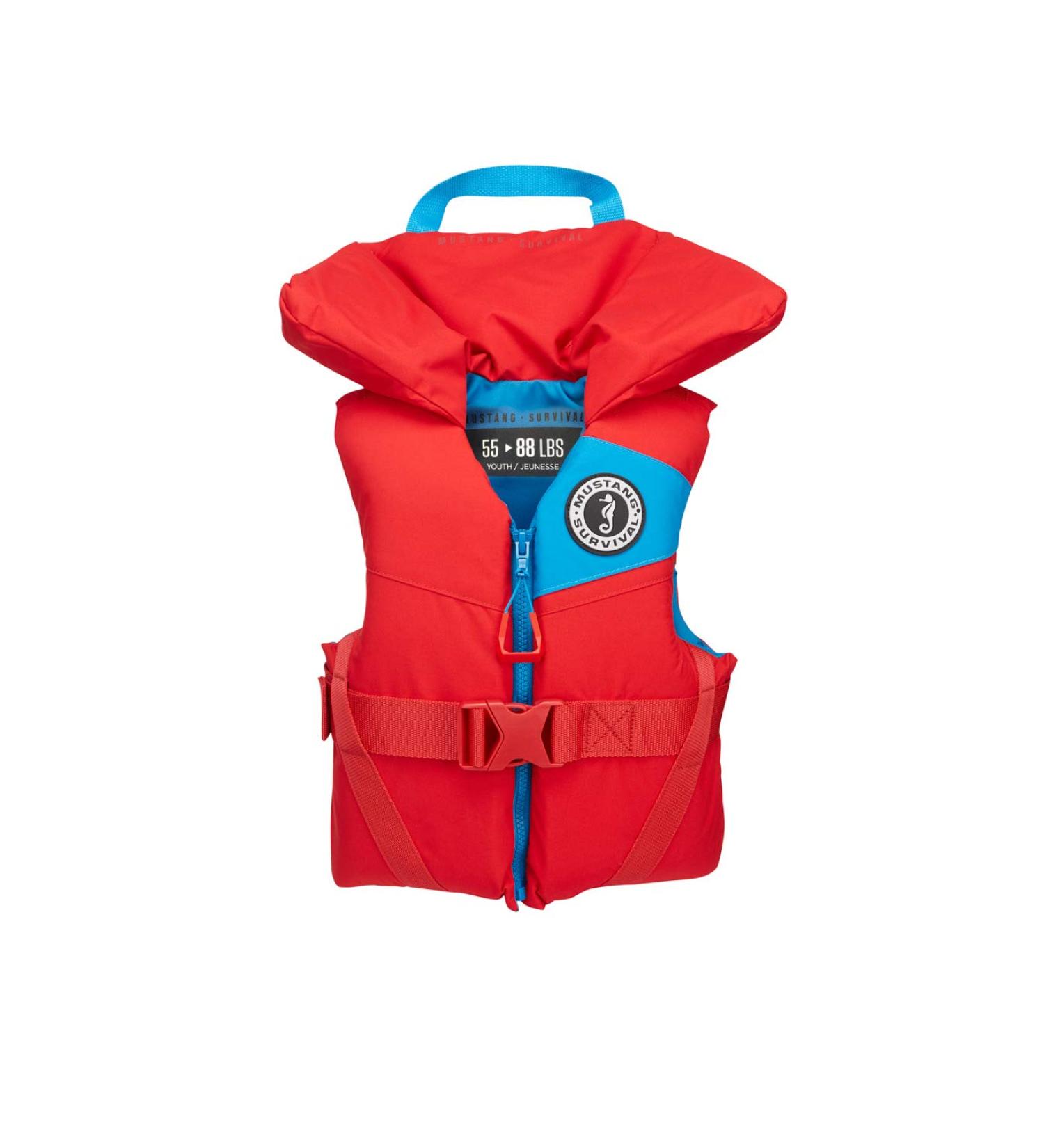 Mustang Survival Youth Foam PFD - Imperial Red (55-88 lbs) | Kids Life Jacket - Buy Online on GoSupps.com