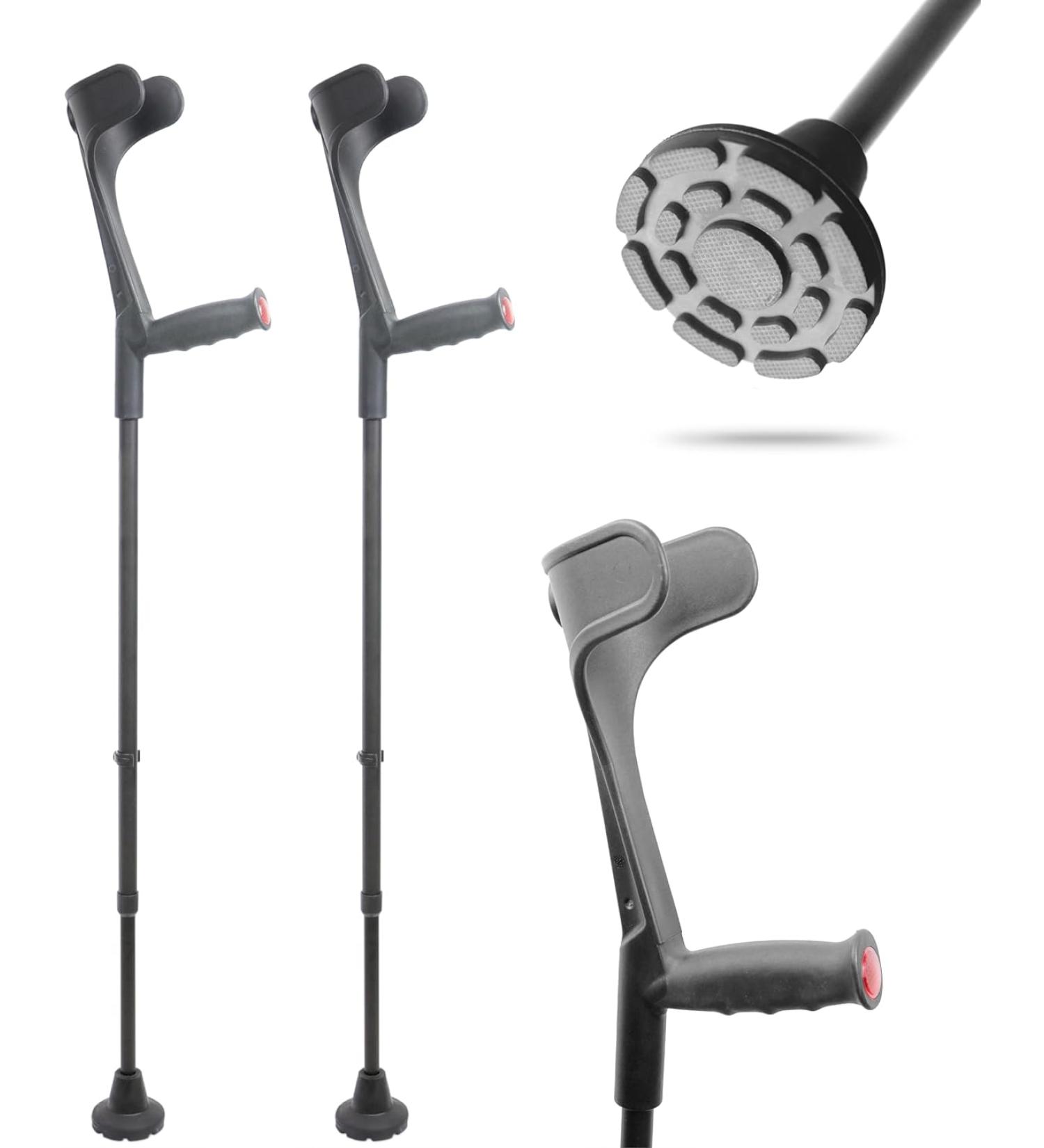 KMINA Forearm Crutches for Adults (x2) - Adjustable Arm Crutches with Non Slip Tips, Aluminum, Made in Europe - Buy Online on GoSupps.com