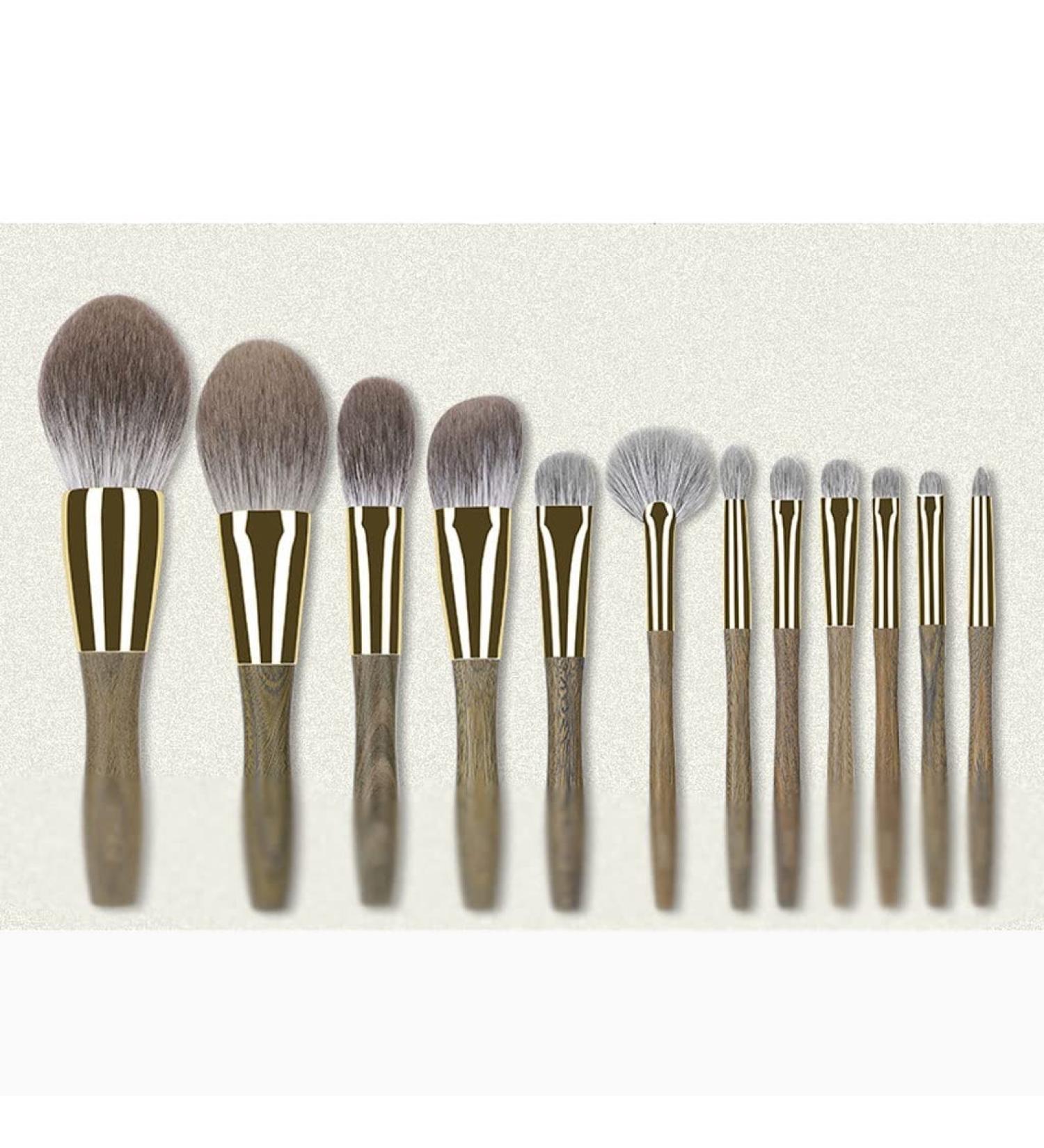12 Green Sandalwood Makeup Brush Set - Complete Loose Powder & Eyeshadow Brushes for Flawless Application - Shop Internationally - Buy Online on GoSupps.com