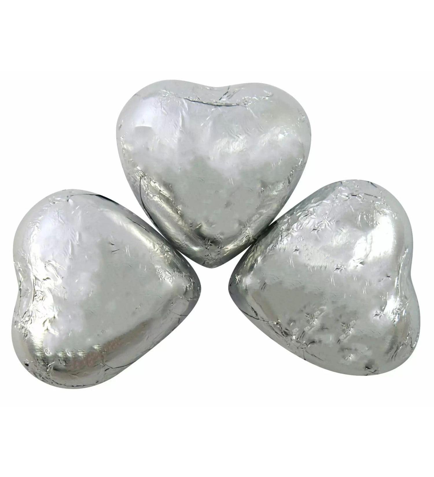 Silver Foiled Milk Chocolate Hearts - 500g Chocolate Sweets Chocolate 500g