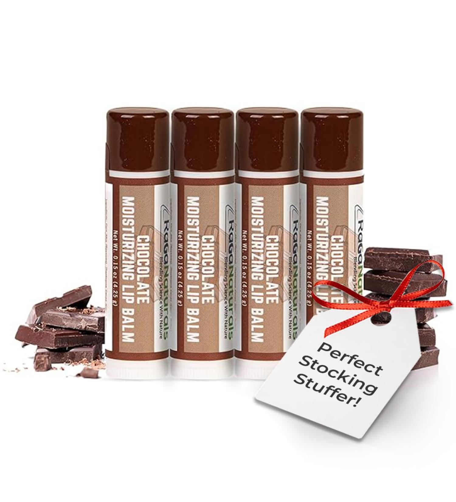 RaGaNaturals Natural Chocolate Lip Balm - Original Beeswax Shea Butter Jojoba Oil Vitamin E - All Day Hydration for Dry & Cracked Lips - Stocking Stuffers & Christmas Gift -Handmade in USA (4 Pack) - Buy Online on GoSupps.com