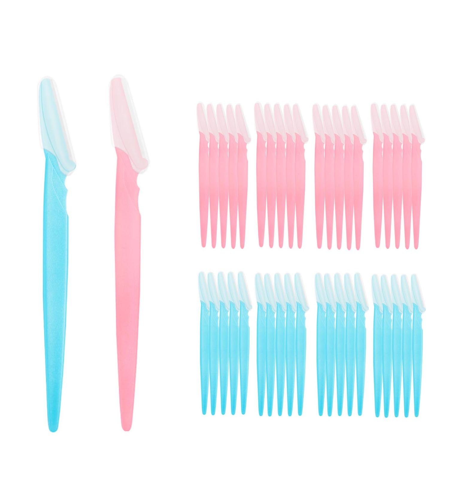 40 Pack Eyebrow & Facial Razors | Safe Dermaplaning Tools for Women & Men | Portable Hair Remover - Pink & Blue - Buy Online on GoSupps.com