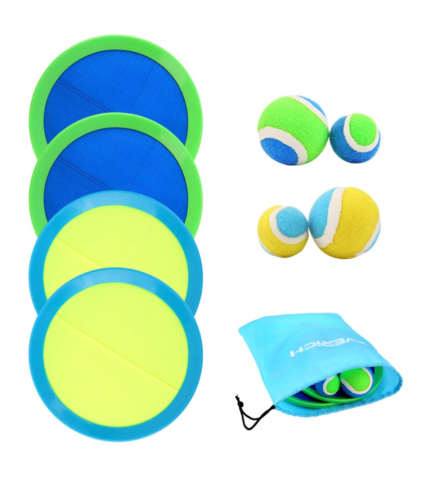 U&C Planet Beach Toys Outdoor Toss and Catch Ball Set - Fun Paddle and Catch Game for Kids & Adults - Yard, Lawn, and Indoor Family Games - Green & Blue - Buy Online on GoSupps.com