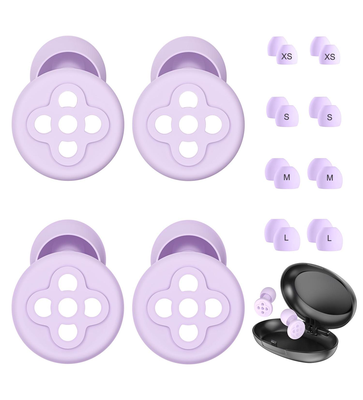 2 Pairs Reusable Noise Cancelling Ear Plugs for Sleeping - Soft Silicone Hearing Protection for Sleep Snoring Swimming & More | 33dB - Hh-purple - Buy Online on GoSupps.com