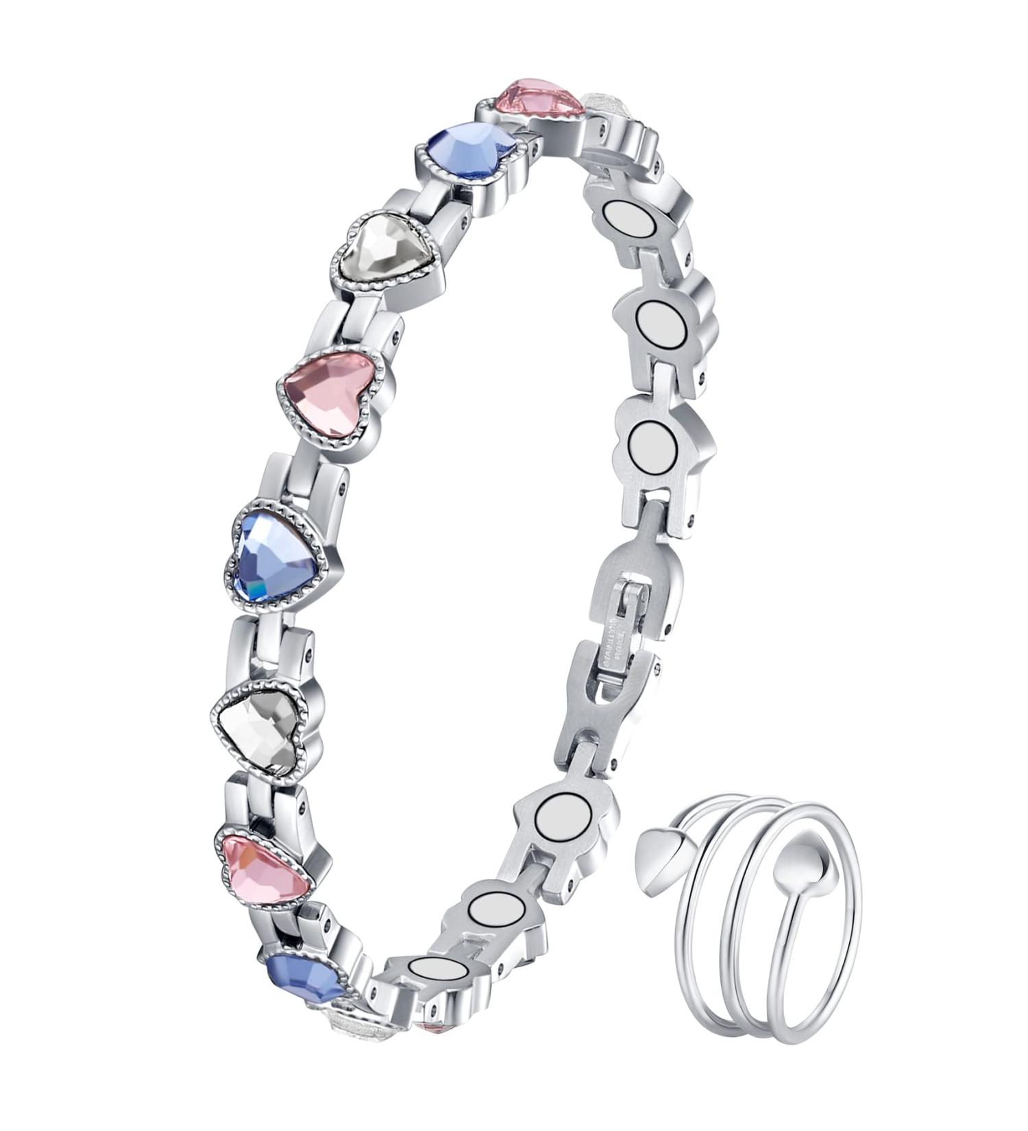 Jecanori Titanium Steel Magnetic Bracelets and Rings Set for Women with Ultra Strength Magnets - LH-Colorful | Includes Removal Tool and Gift Box - Buy Online on GoSupps.com