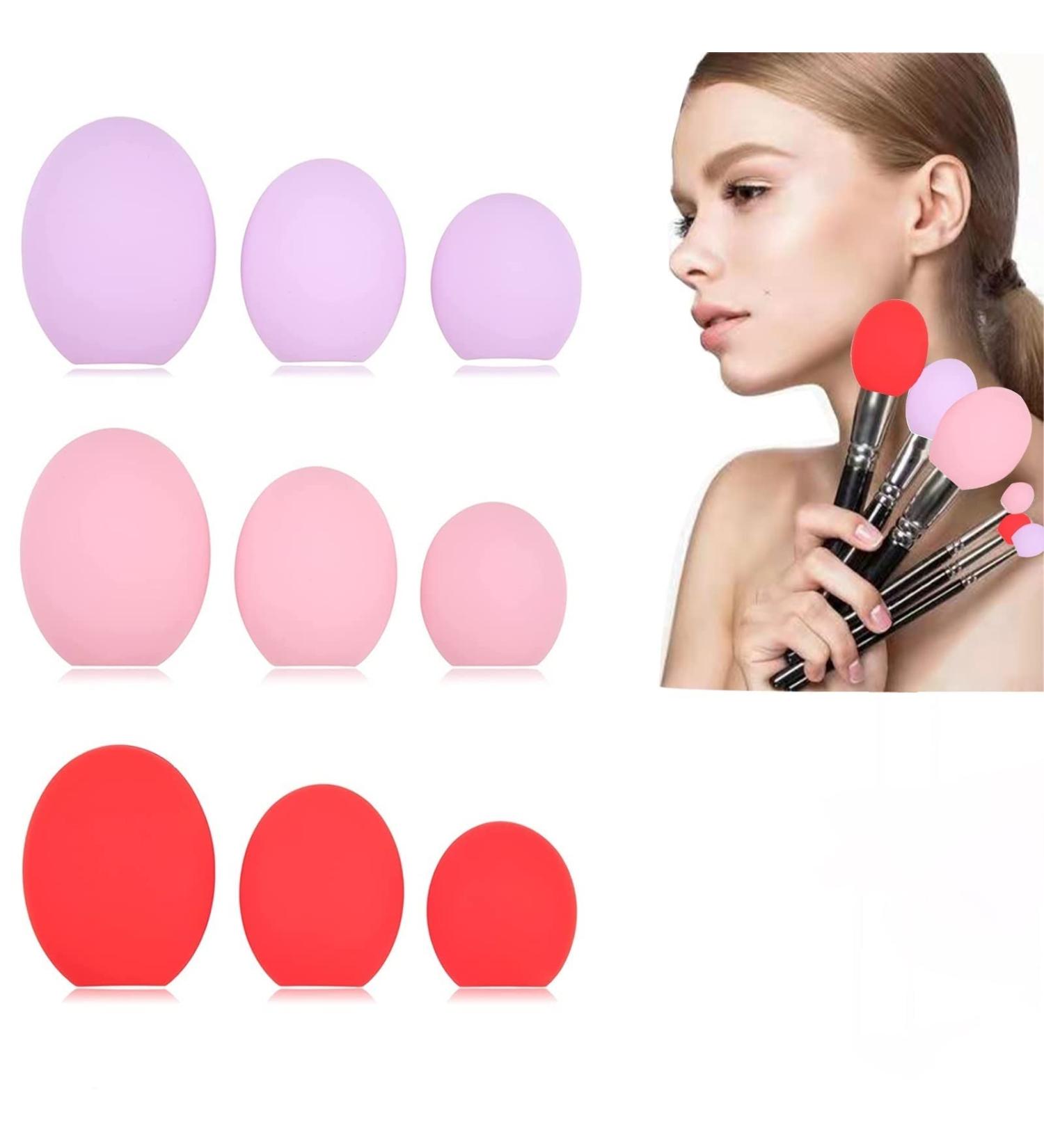 YZRYXHWL 9-Piece Makeup Brush Cover Set | Dustproof Silicone Protector Caps for Travel - Reusable Storage Holders (Pink Purple Red - Buy Online on GoSupps.com