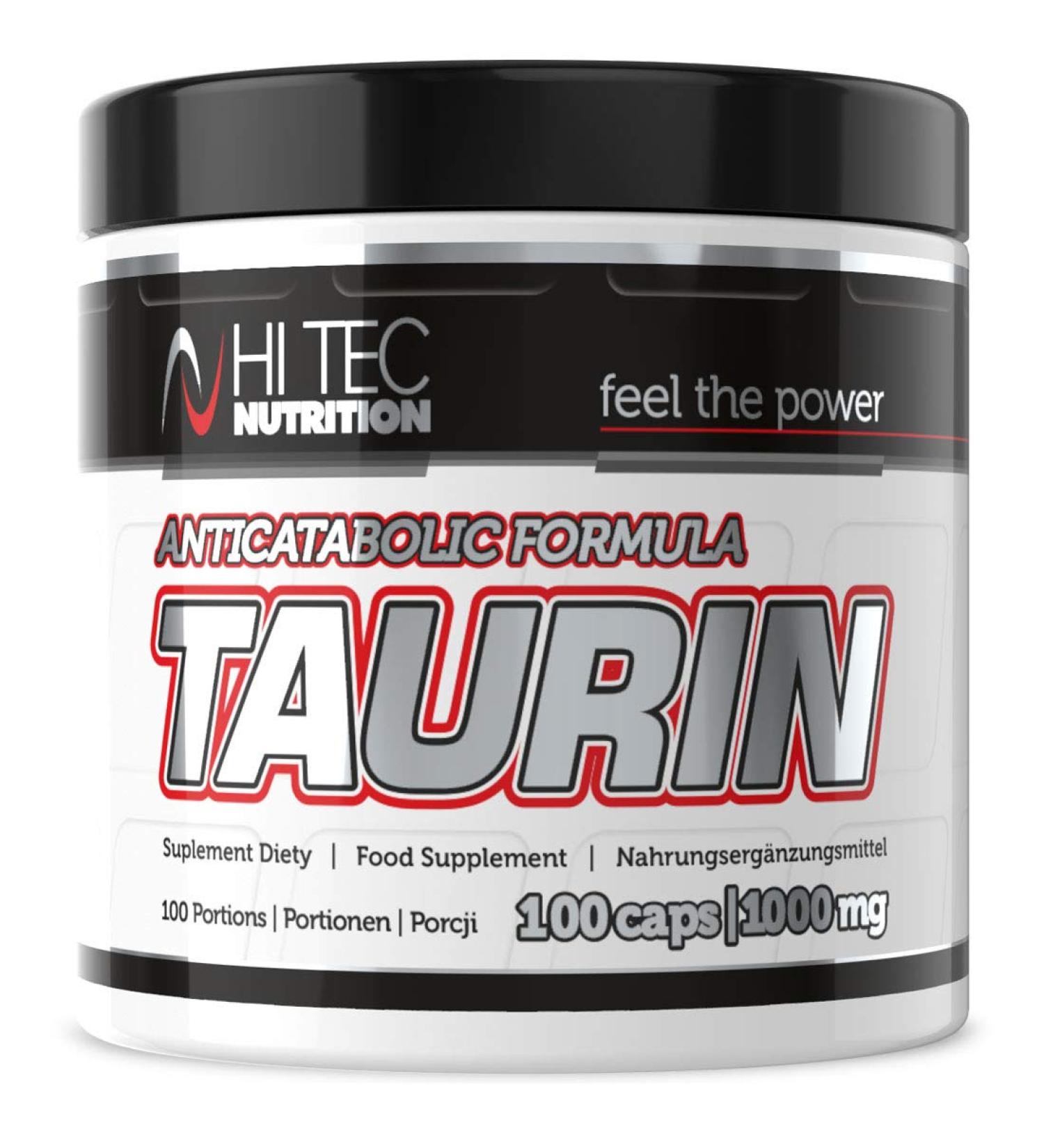 Hi Tec Nutrition Taurin Capsules 1000mg - High Dose Dietary Supplement for Anticatabol Effect - Insulinomimetic Amino Acid Formula - Buy Online on GoSupps.com