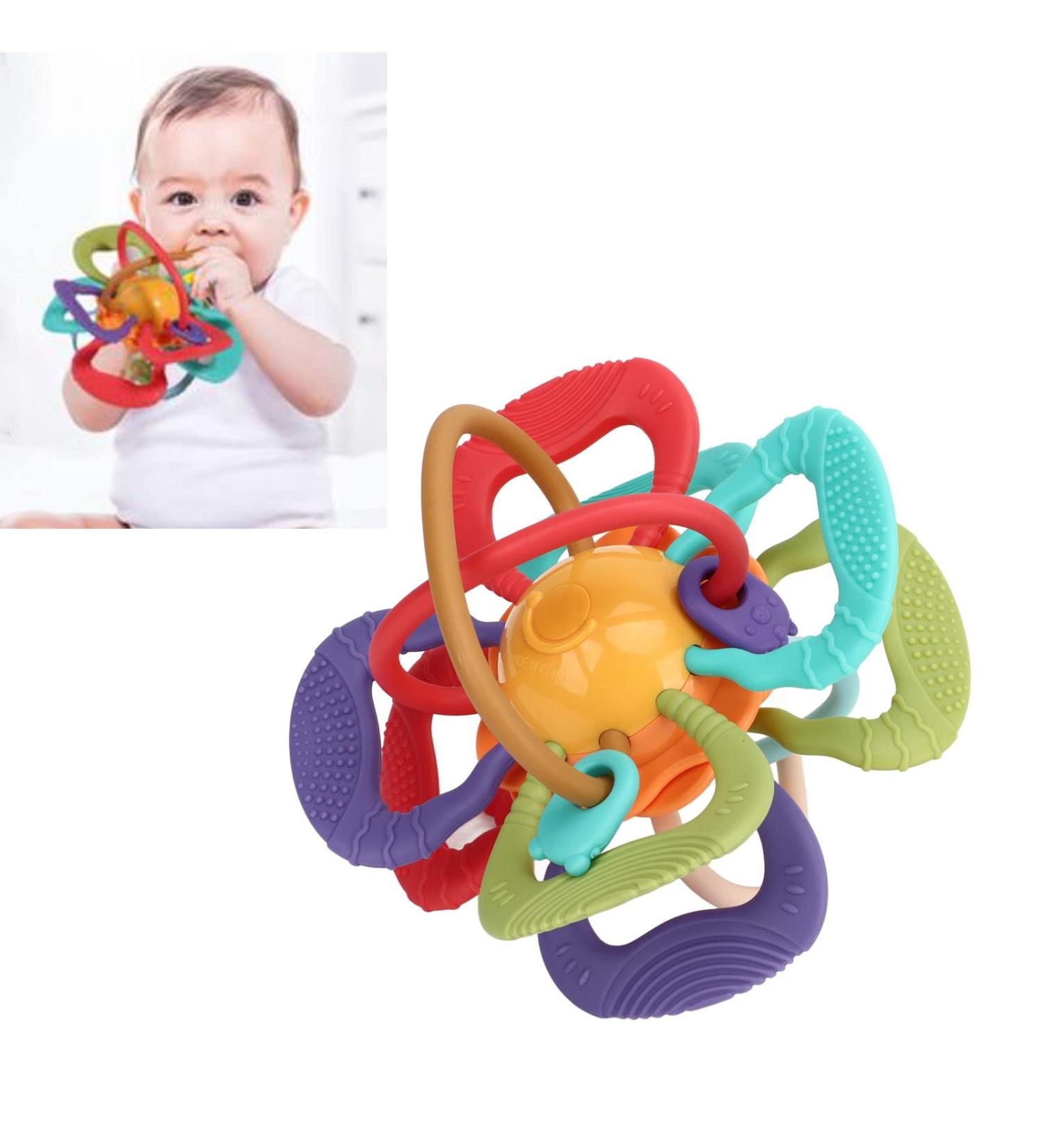 Baby Teething Toy Plastic Cement Baby Teether Teethers Baby Sensory Toys Ball for Children Infant - Buy Online on GoSupps.com