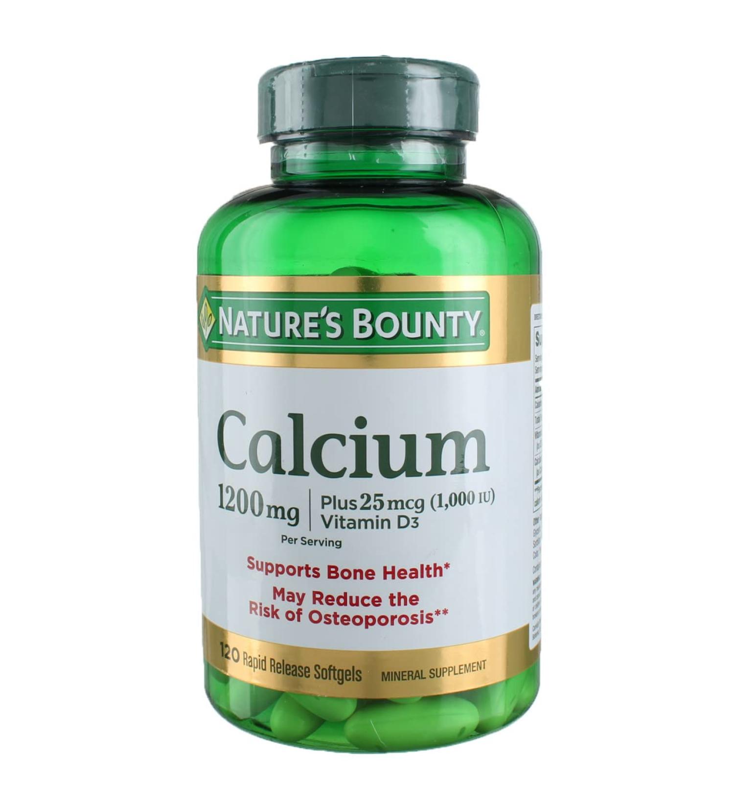 Nature's Bounty Calcium 1200mg + D Softgels - Pack of 4 | 120 Each for Strong Bones - Buy Online on GoSupps.com