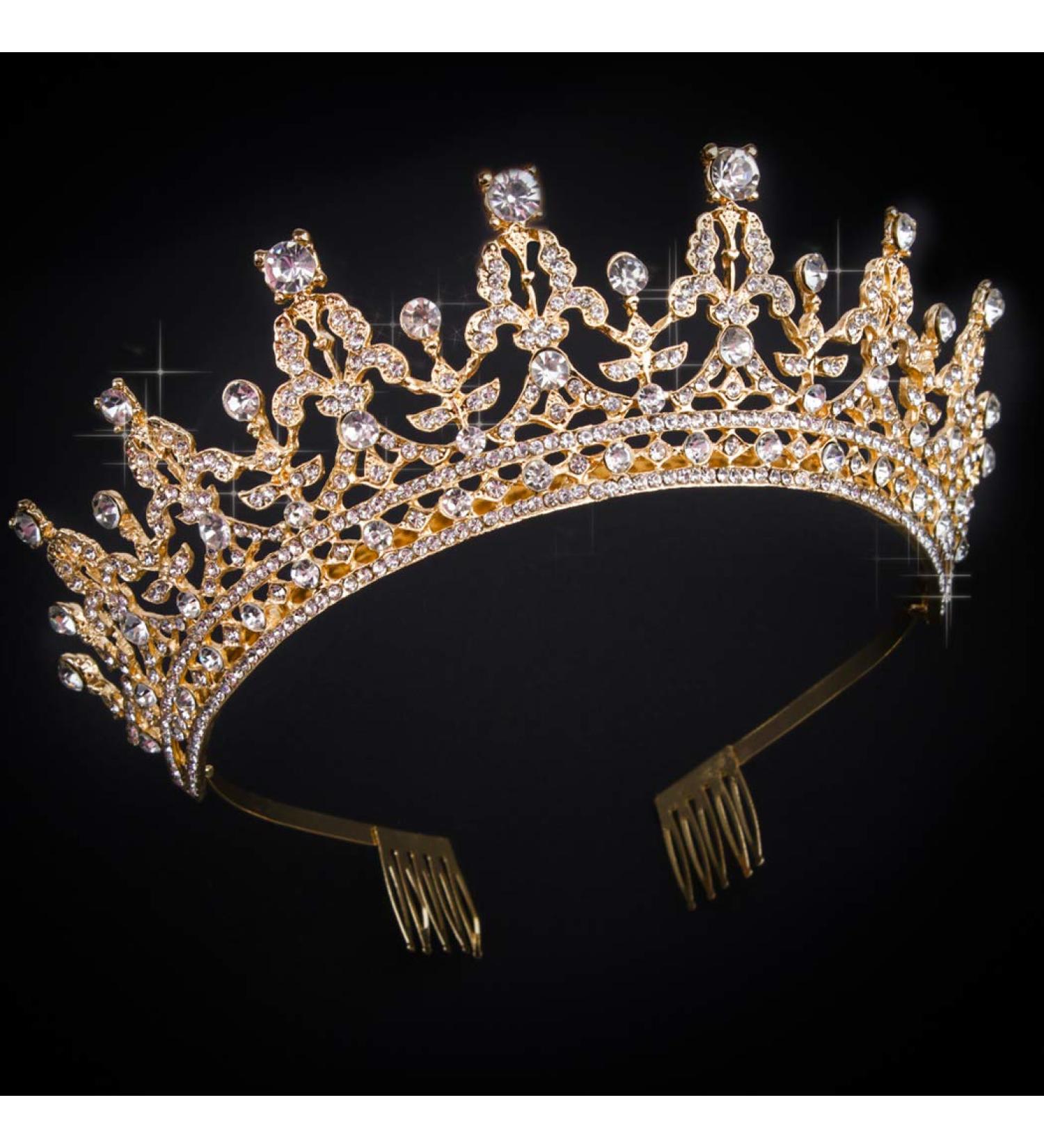COCIDE Dark Gold Crystal Queen Crown Tiara Headband for Women and Girls - Perfect for Birthday, Bride, Bridesmaids, Prom, Halloween, Christmas Gifts - Buy Online on GoSupps.com